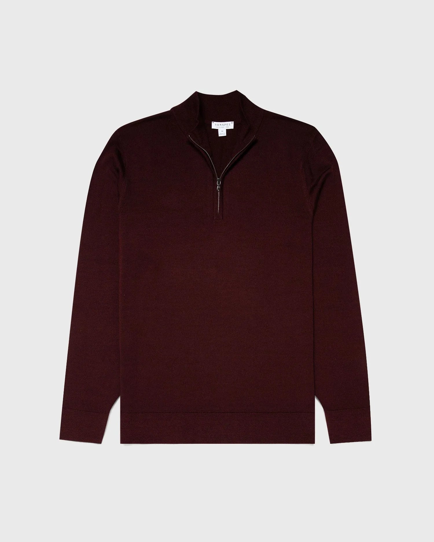 Extra‑Fine Merino Zip Neck - Maroon