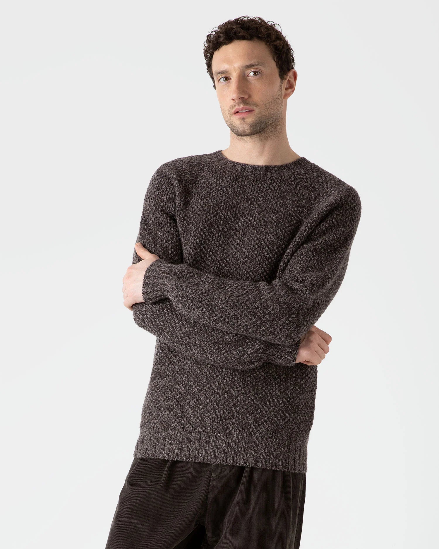 Lambswool Textured Jumper - Coffee Twist