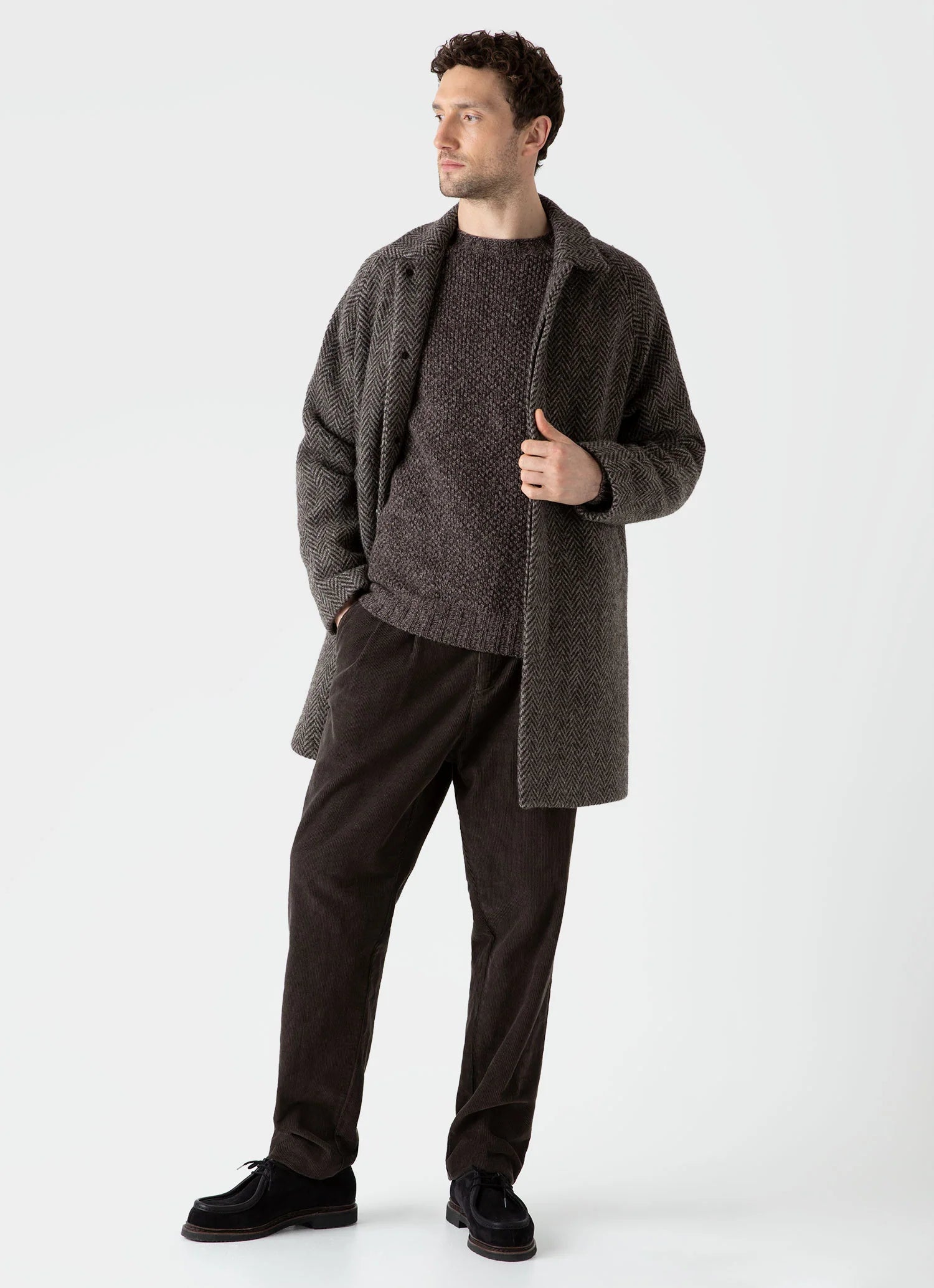 Lambswool Textured Jumper - Coffee Twist