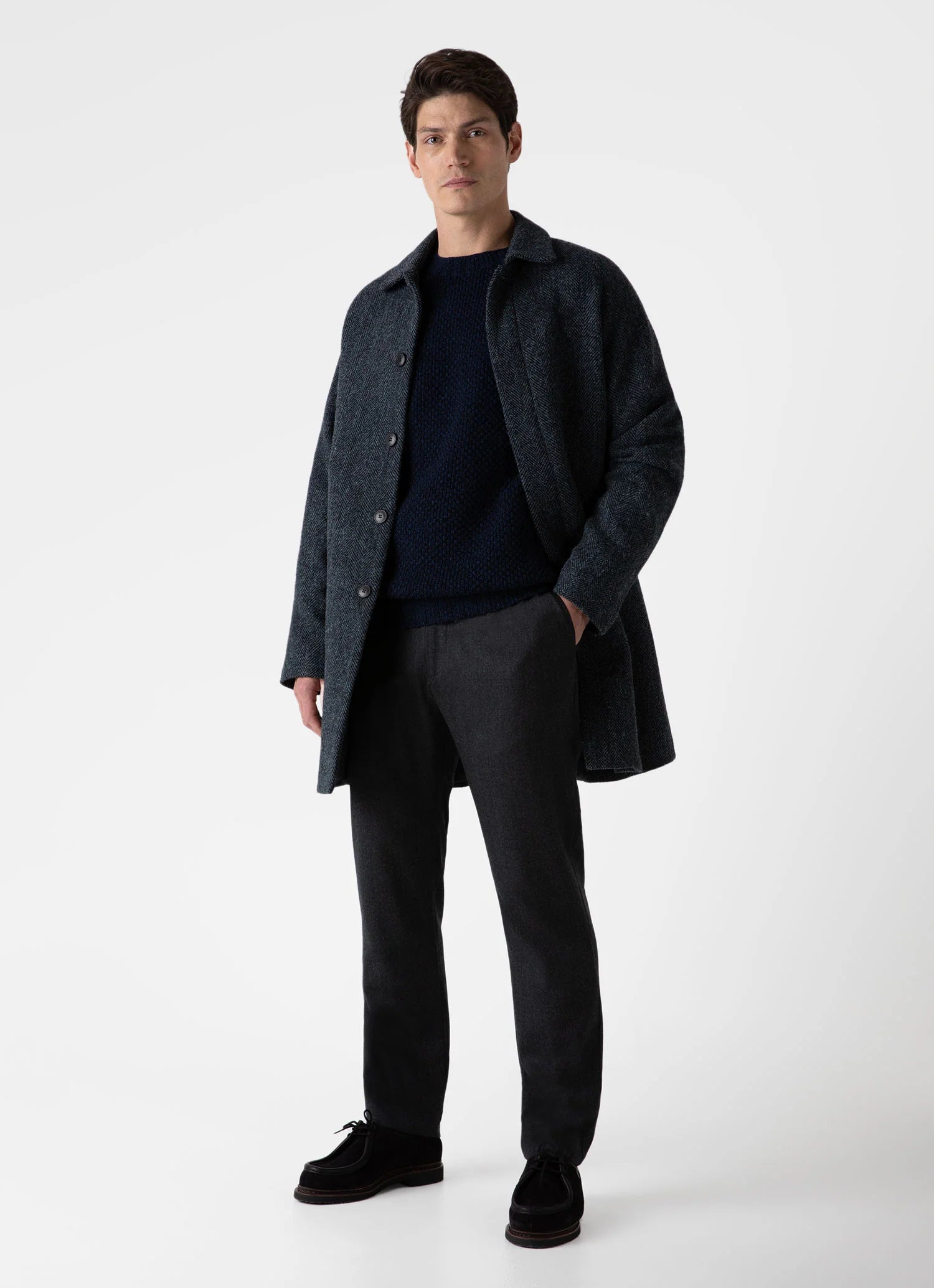 Lambswool Textured Jumper - Bright Navy Twist