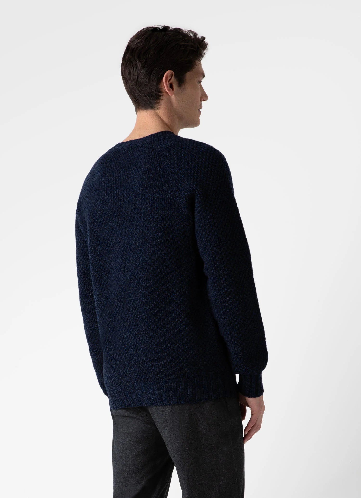Lambswool Textured Jumper - Bright Navy Twist