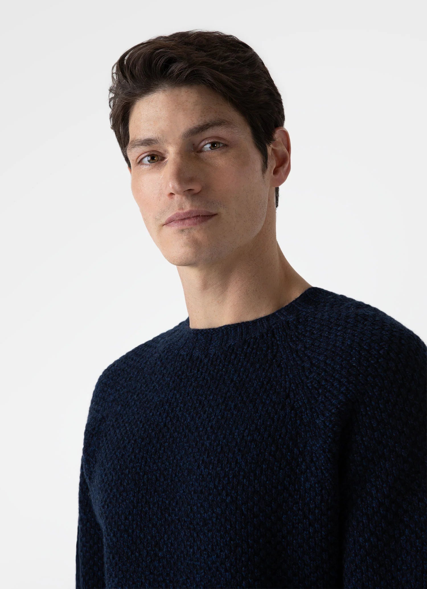 Lambswool Textured Jumper - Bright Navy Twist