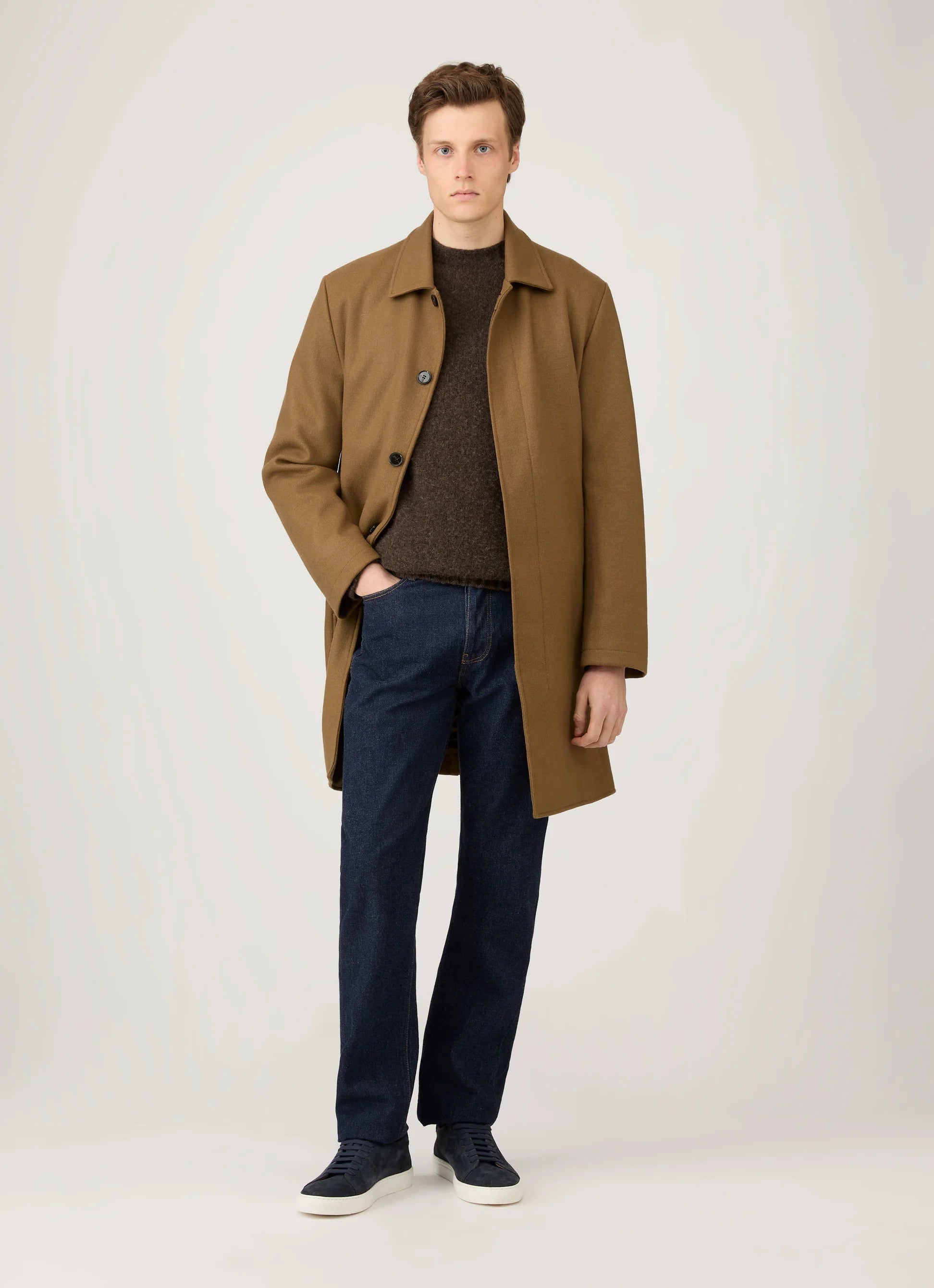 Brushed Shetland Crew Neck - Bark