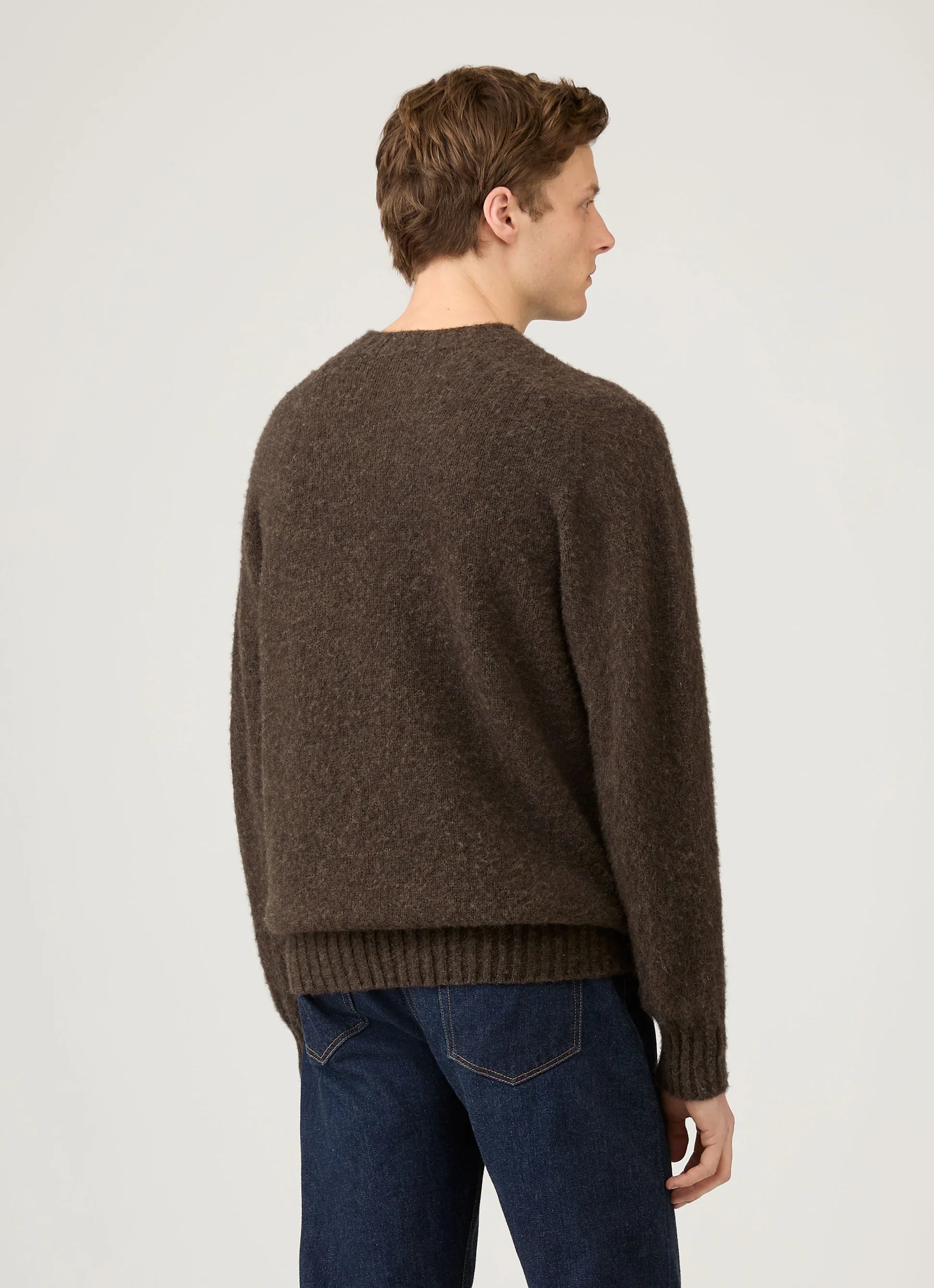 Brushed Shetland Crew Neck - Bark