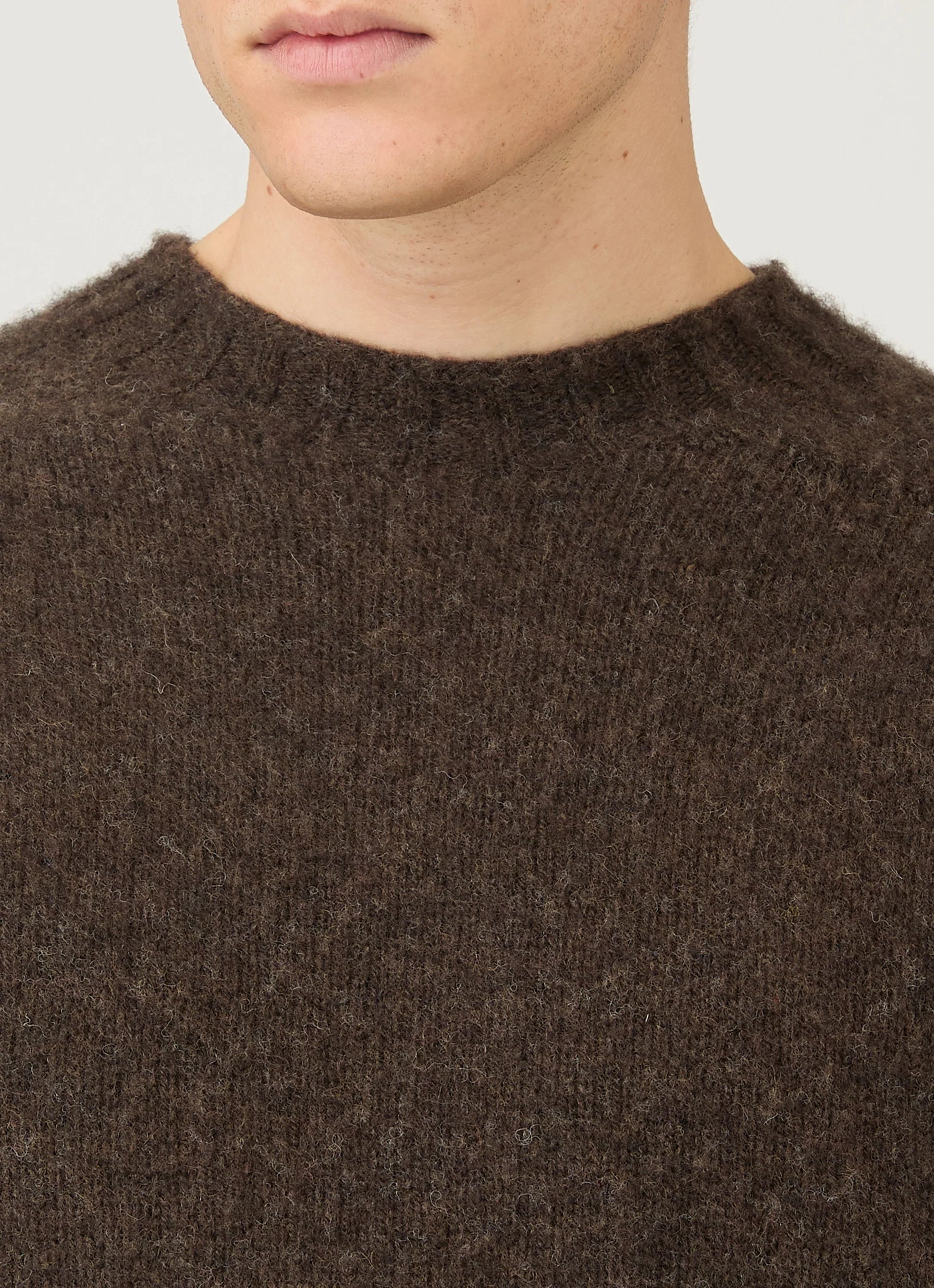 Brushed Shetland Crew Neck - Bark
