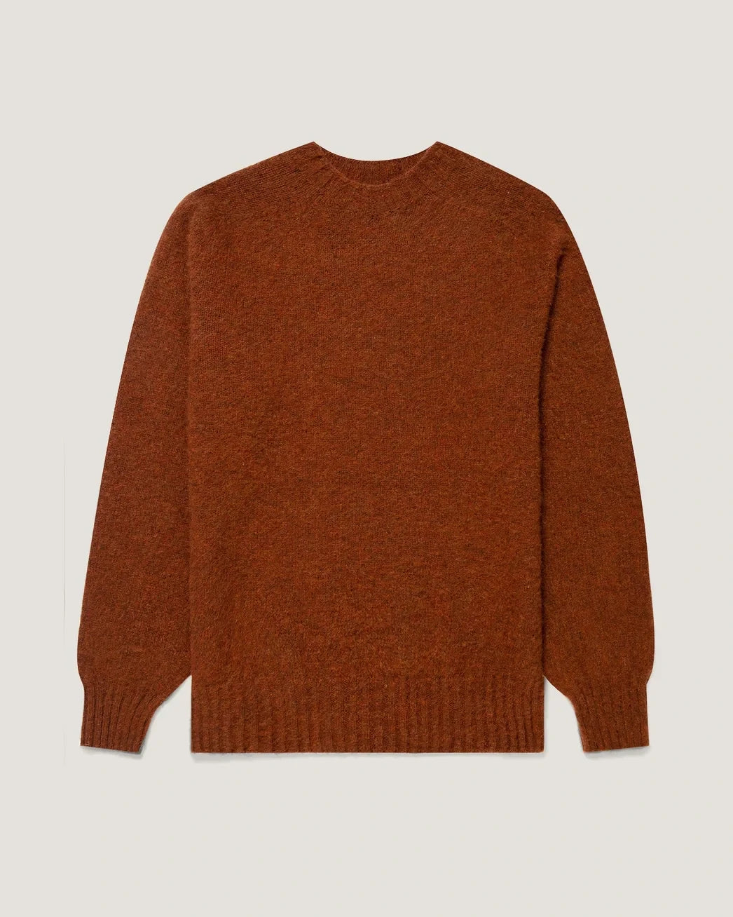Brushed Shetland Crew Neck - Dark Tobacco