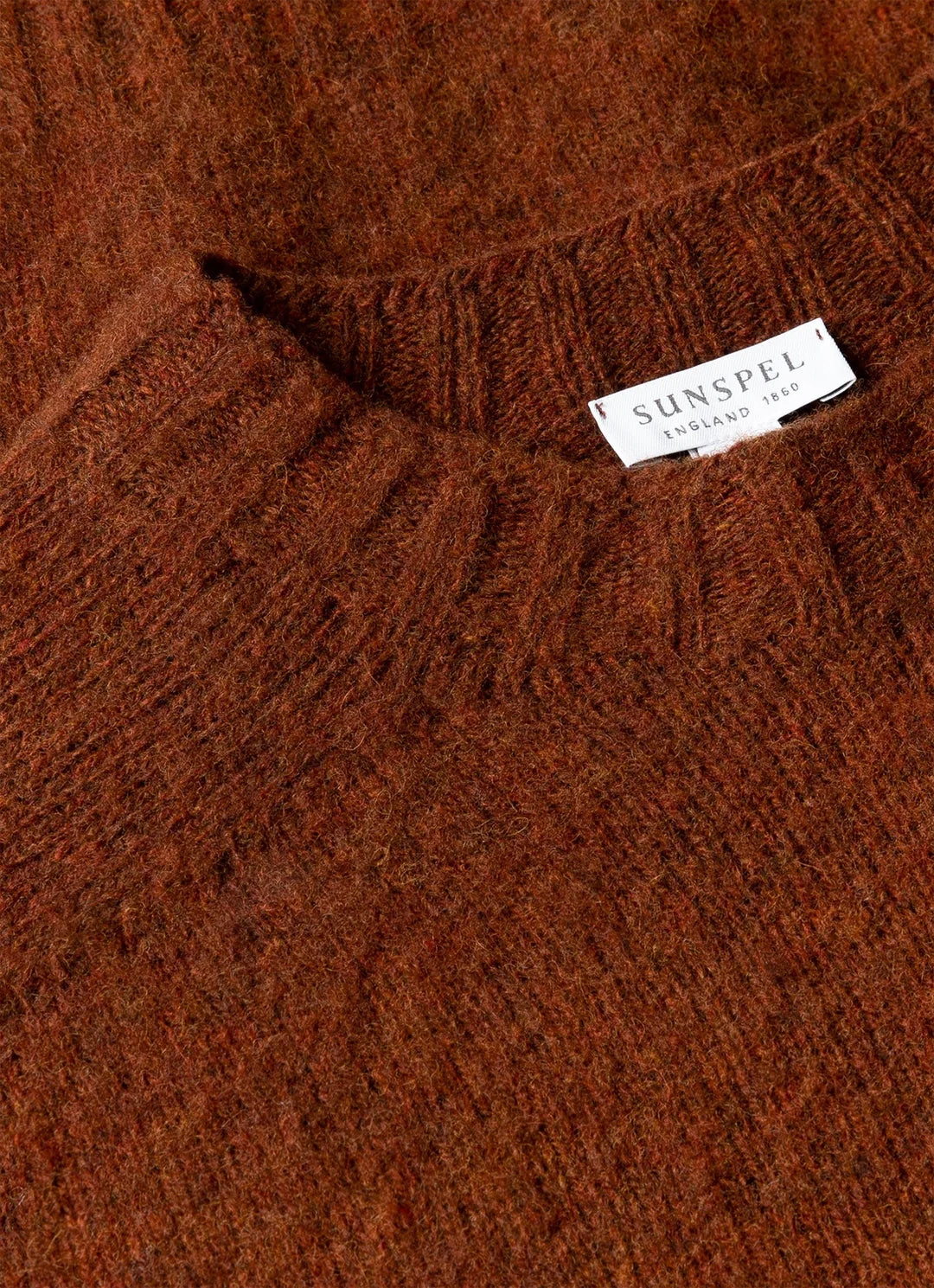 Brushed Shetland Crew Neck - Dark Tobacco