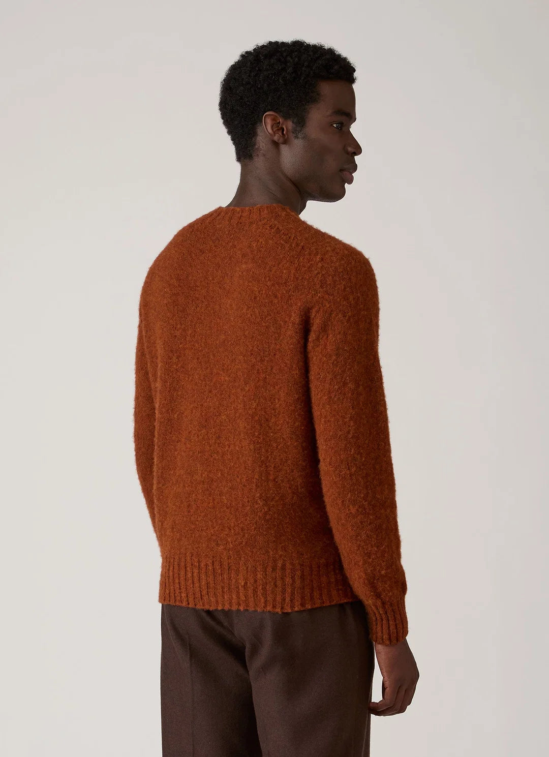 Brushed Shetland Crew Neck - Dark Tobacco
