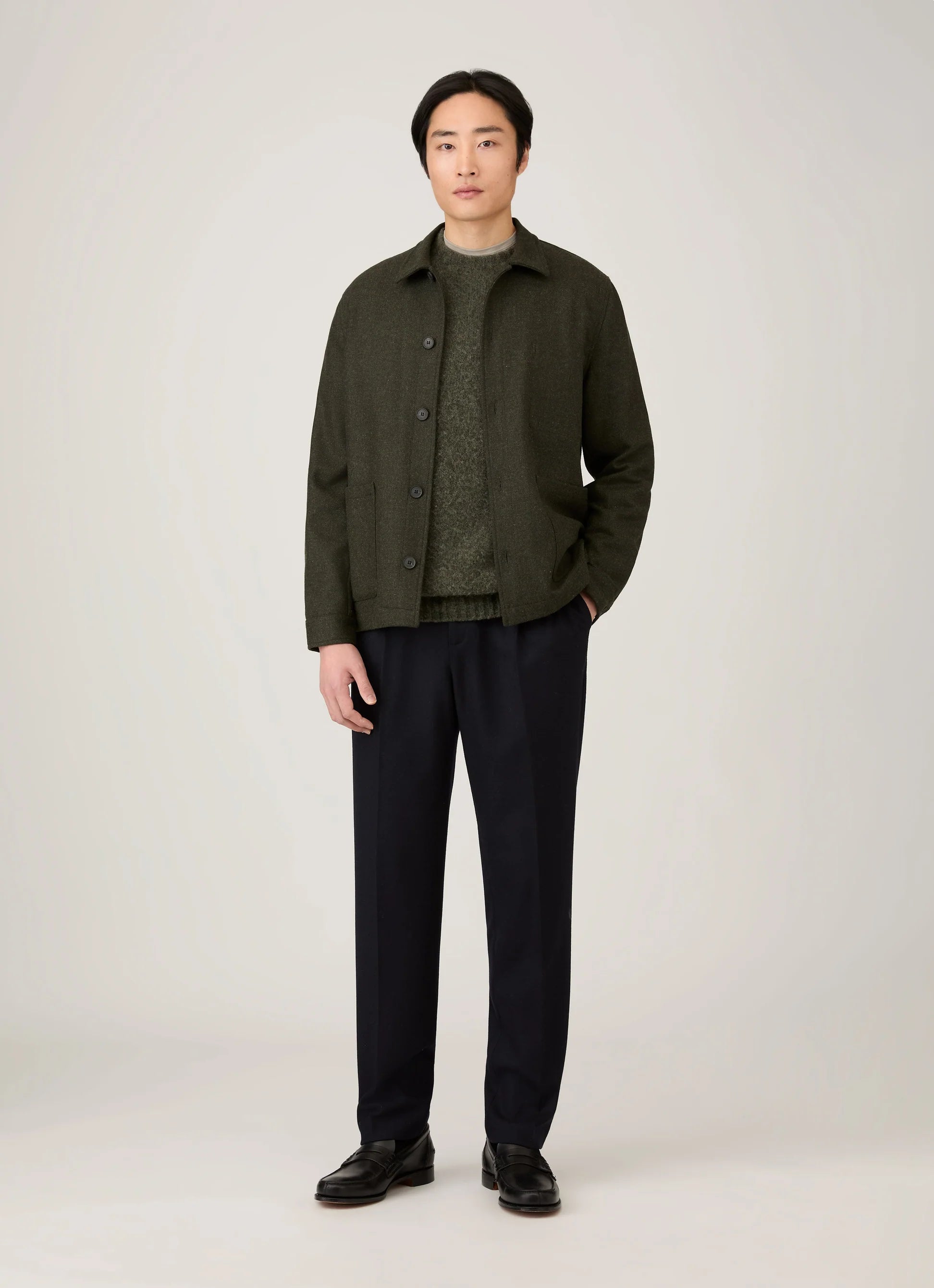 Brushed Shetland Crew Neck - Sea Moss