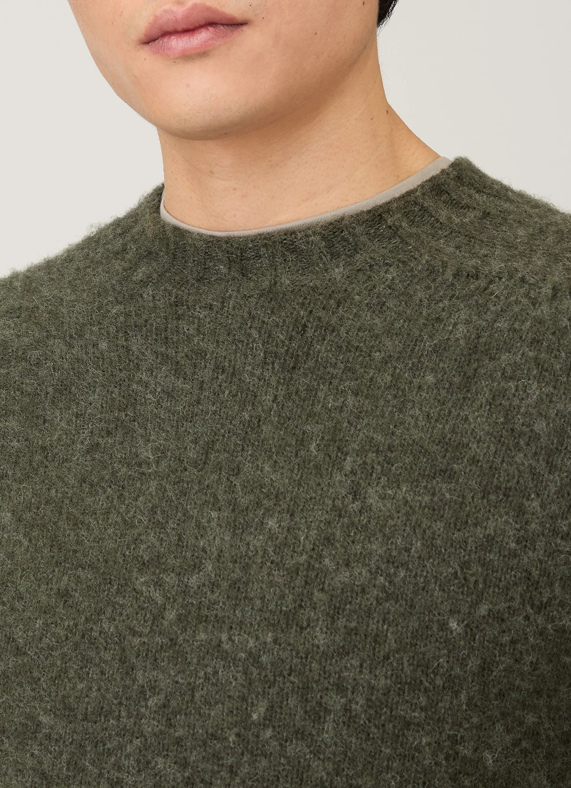 Brushed Shetland Crew Neck - Sea Moss