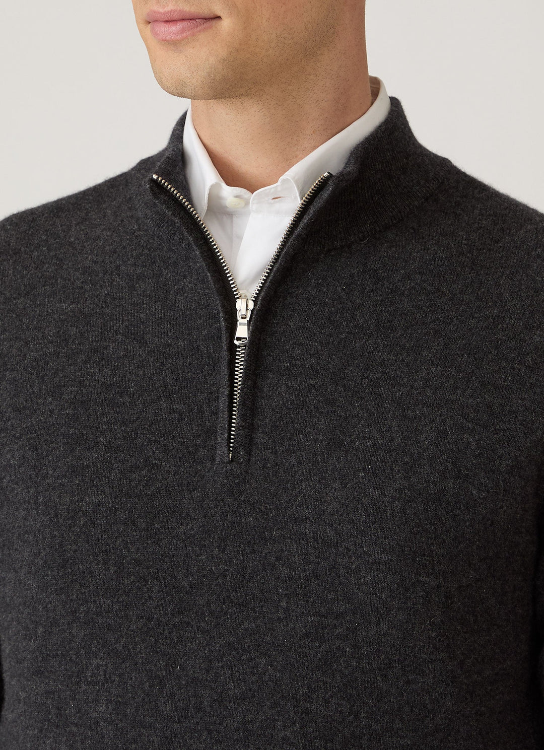 Cashmere Half Zip - Charcoal Melange