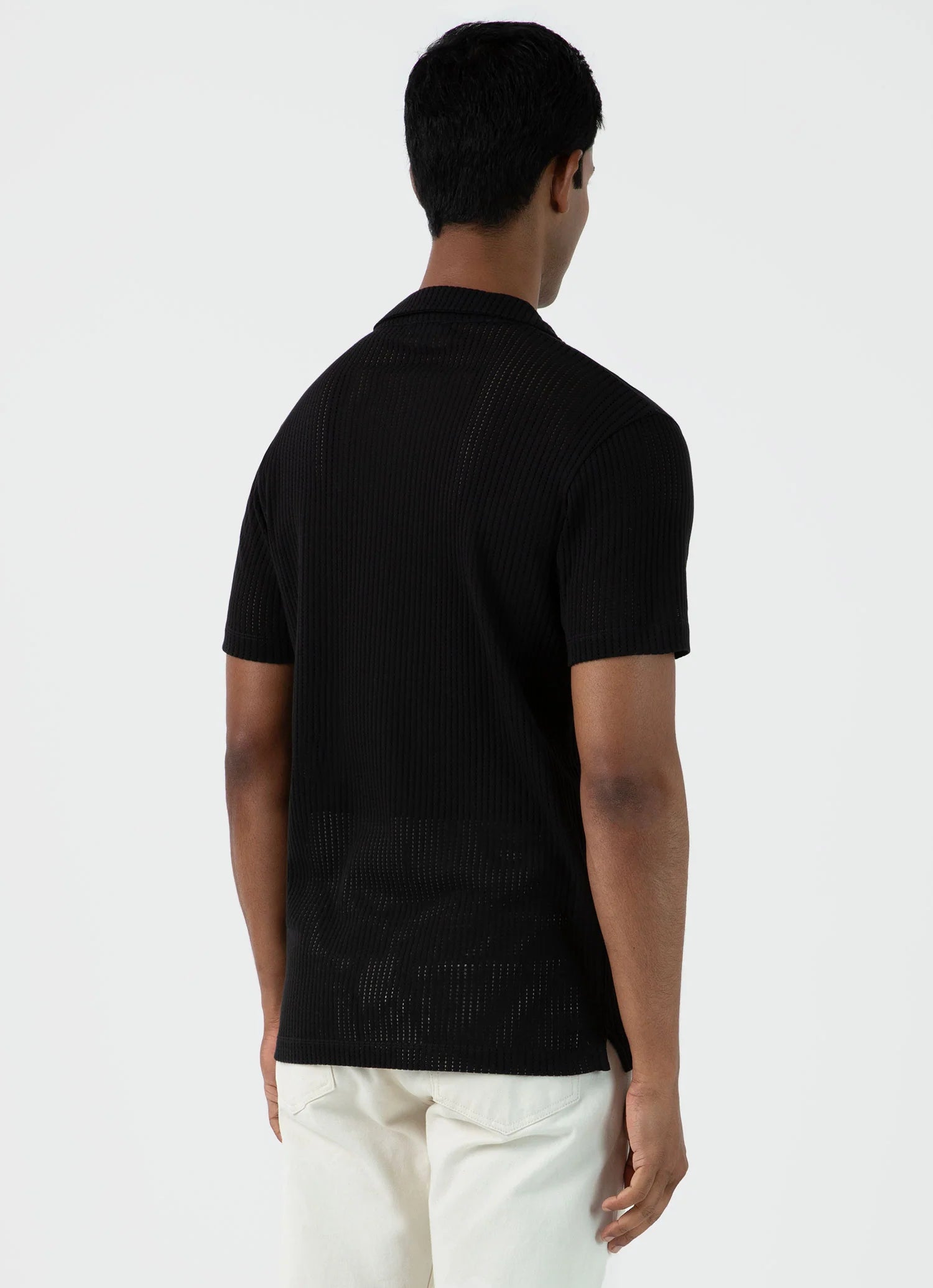 Linear Mesh Polo Shirt - Black