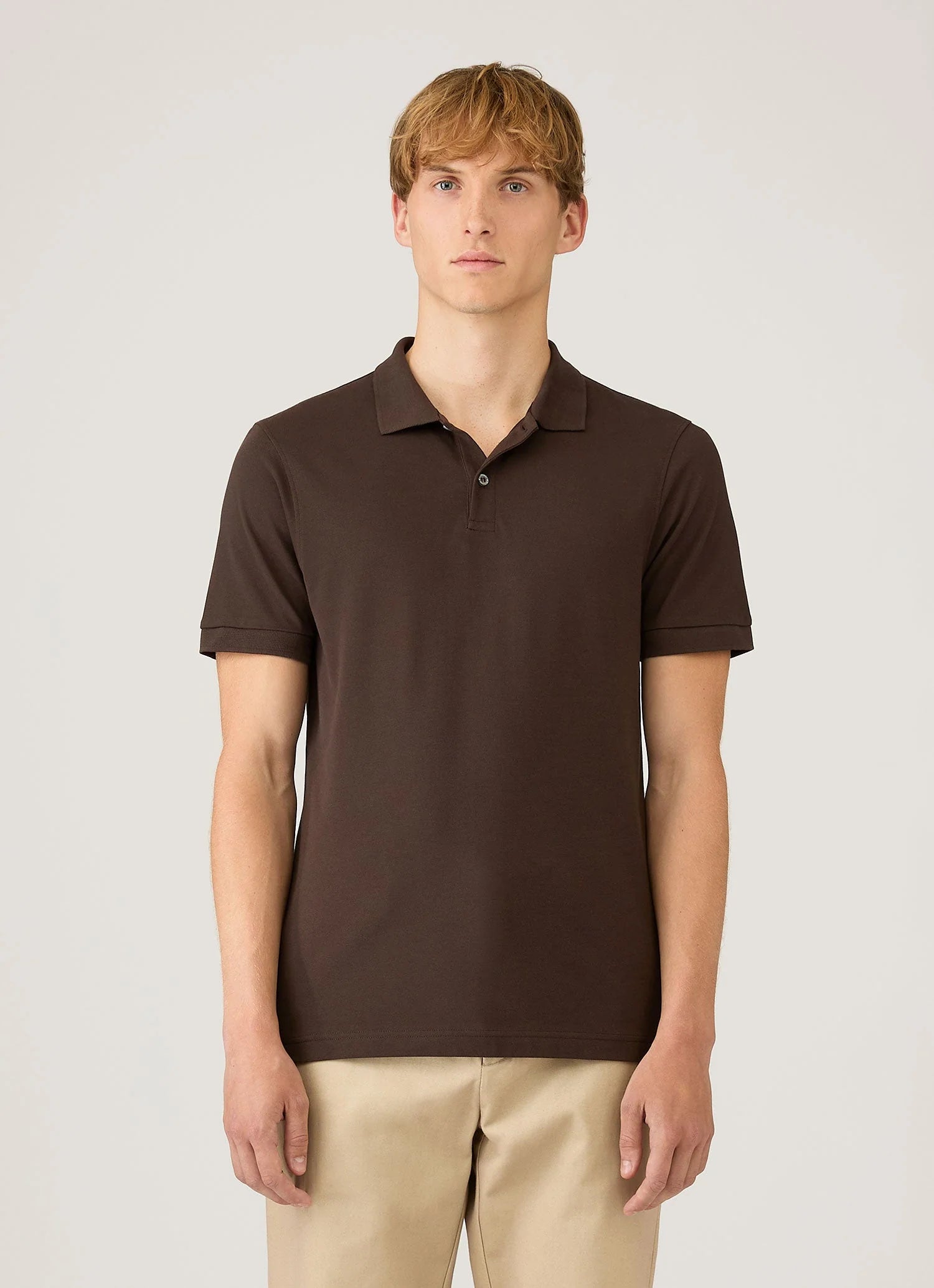 Piqué Cotton Polo Shirt - Dark Chocolate