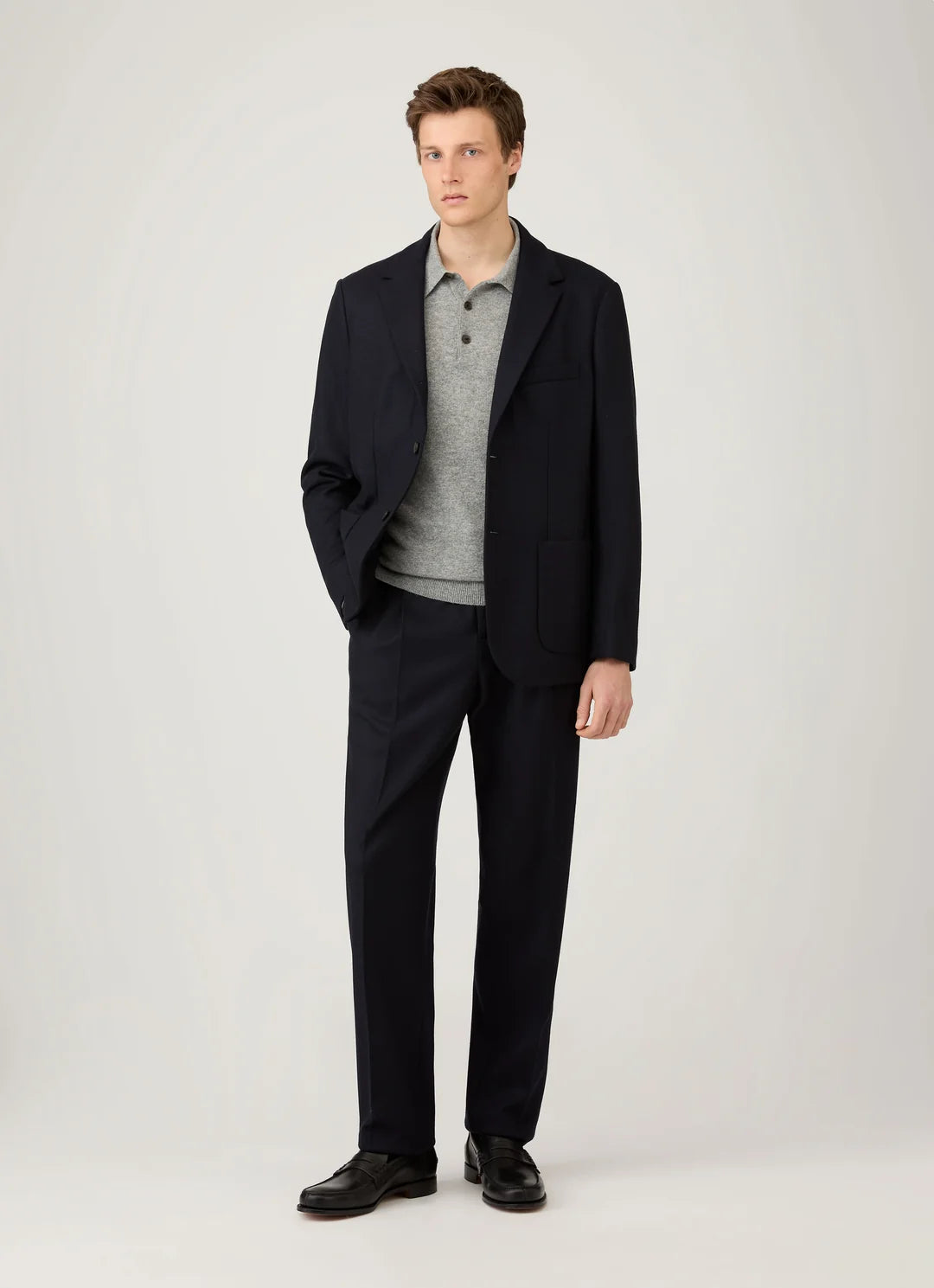 Cashmere Polo - Grey Melange