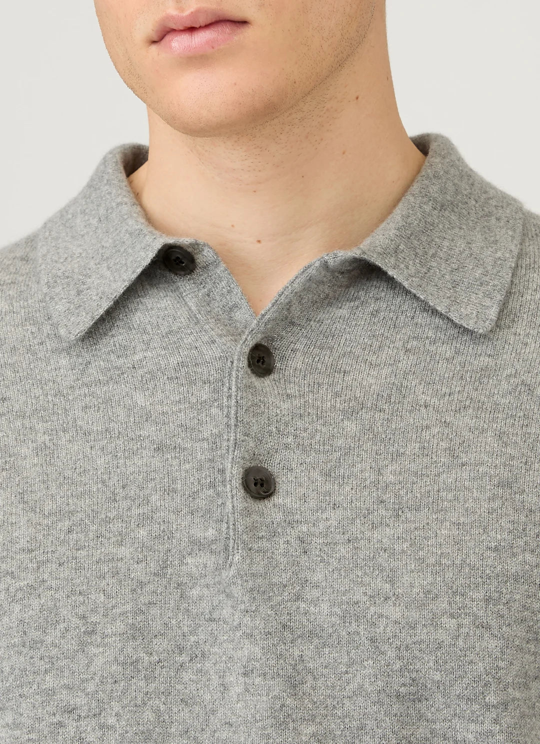 Cashmere Polo - Grey Melange