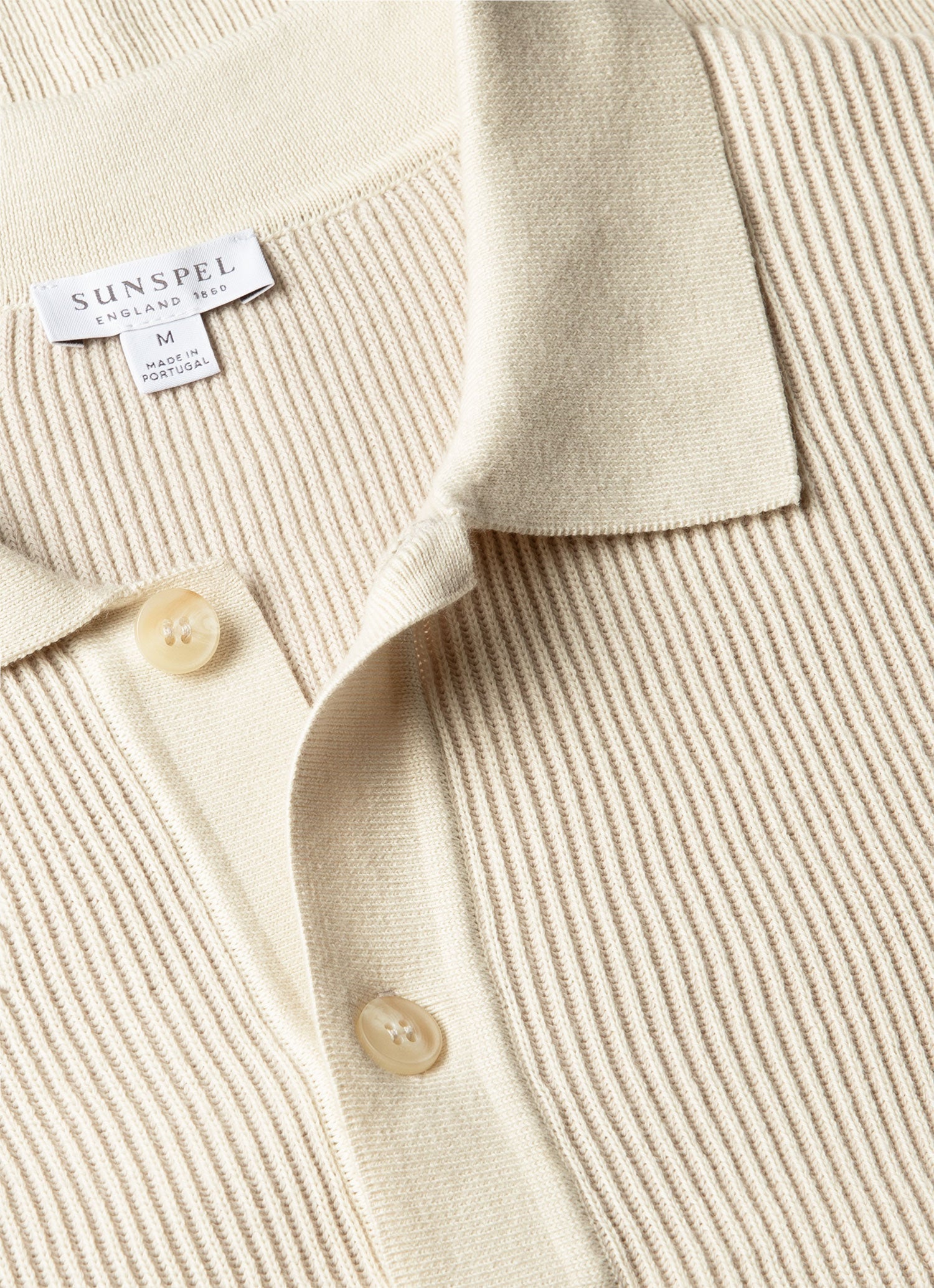 Contrast Rib Polo Shirt - Ecru