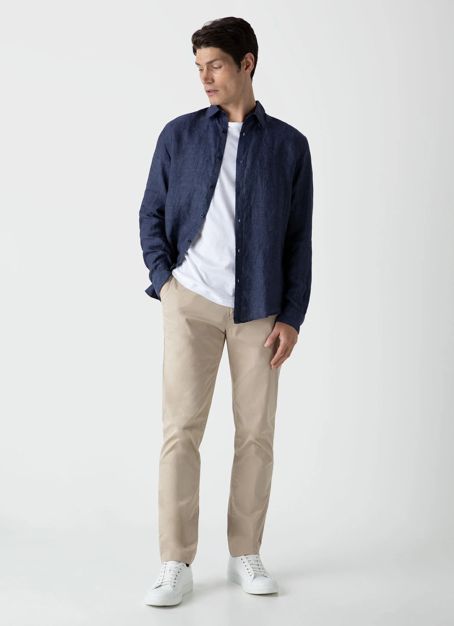 Casual Linen Shirt - Navy Melange