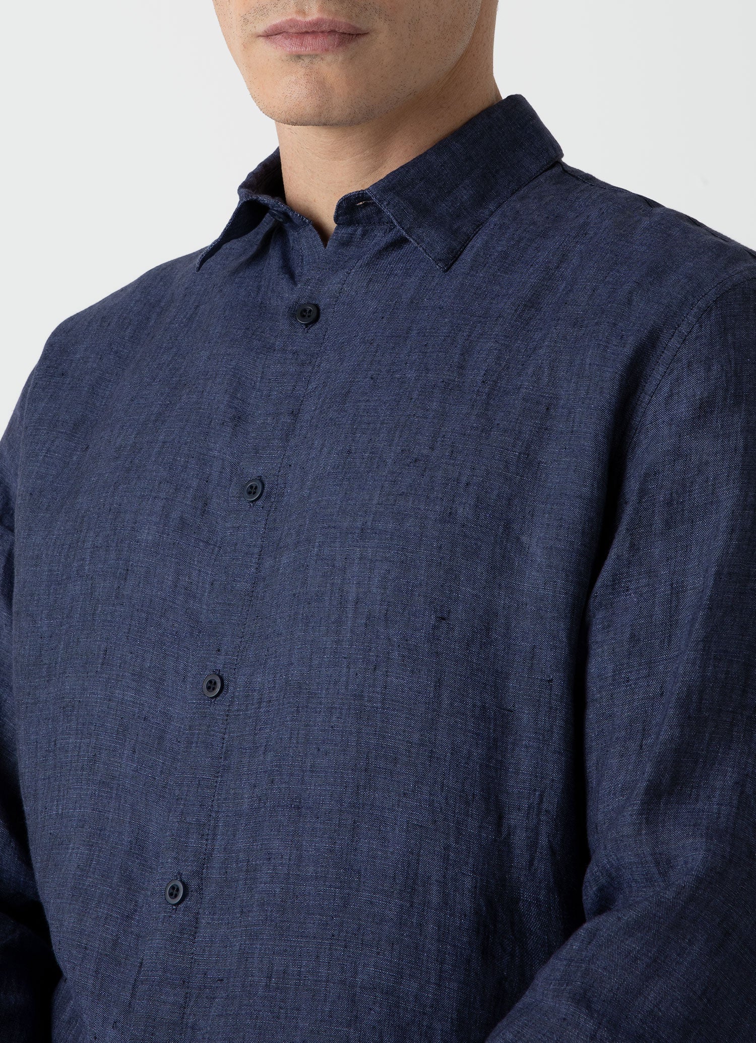 Casual Linen Shirt - Navy Melange