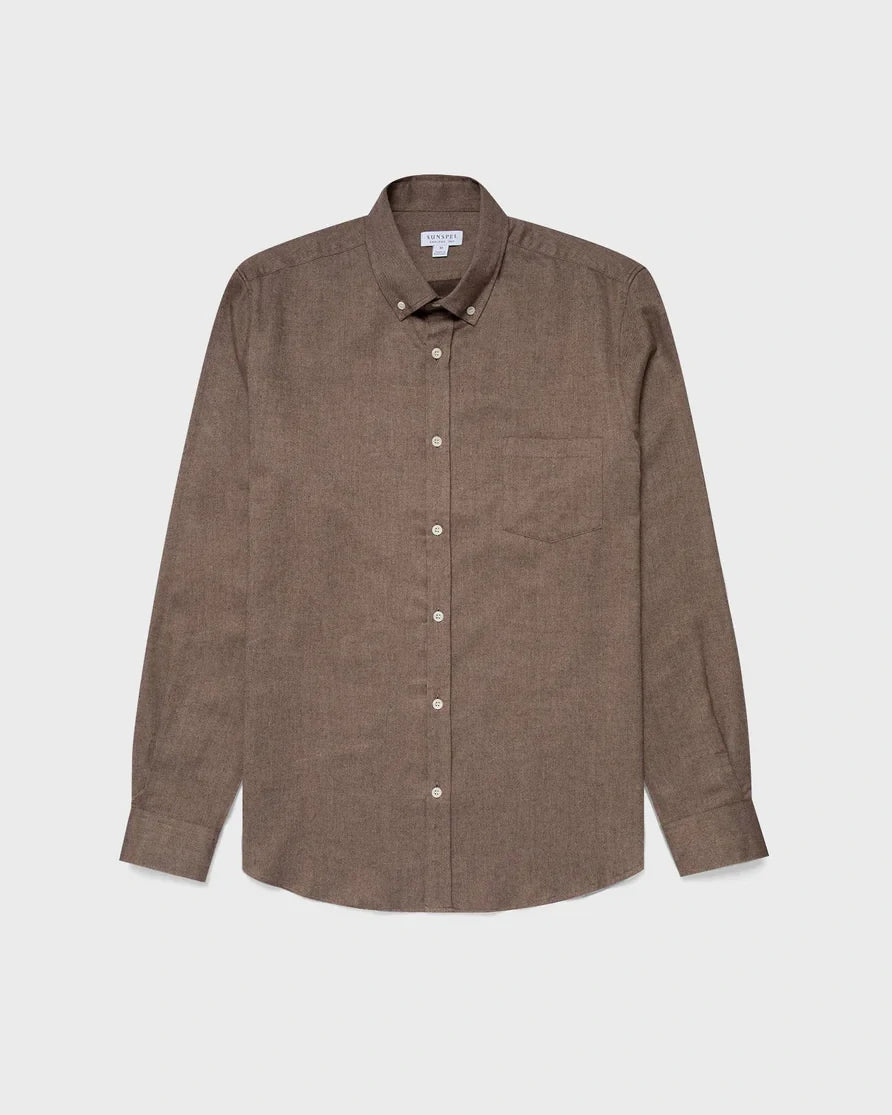 Brushed Cotton Flannel Shirt - Cedar