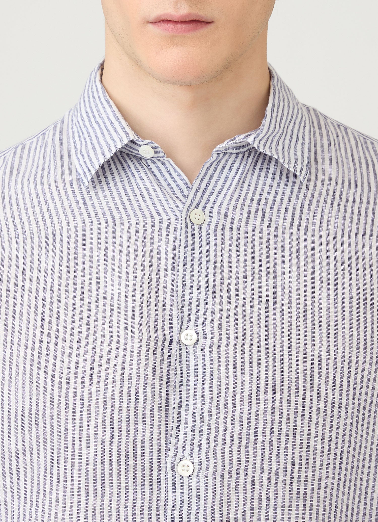 Linen Shirt - Vintage Linen Blue Stripe