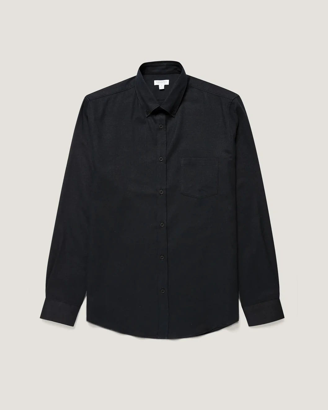 Brushed Cotton Flannel Shirt - Black