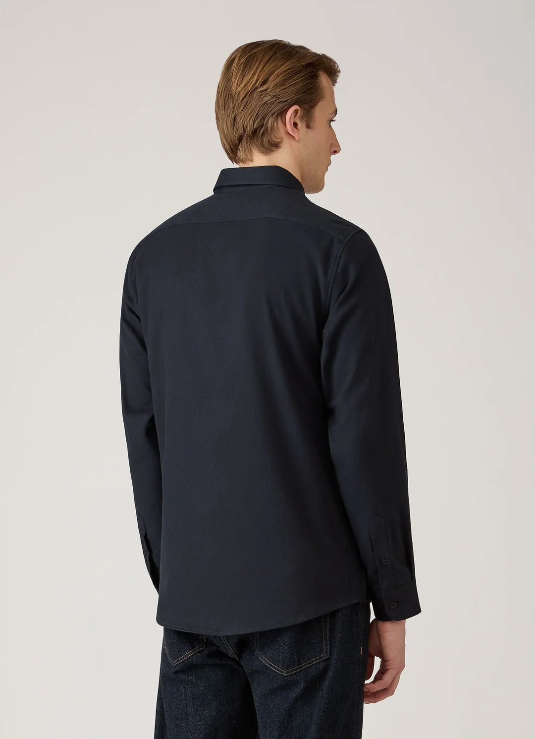 Brushed Cotton Flannel Shirt - Black