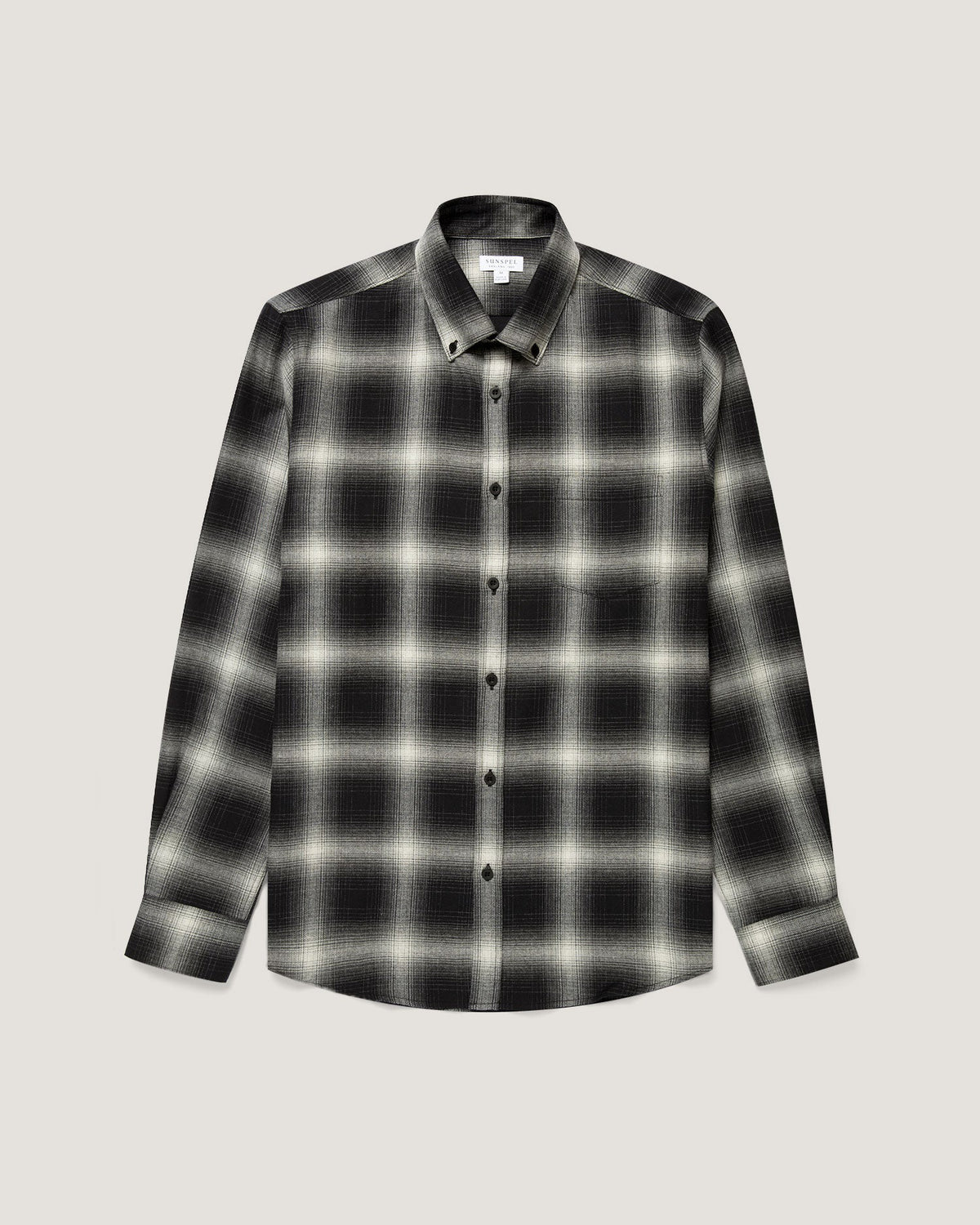 Button Down Flannel Shirt - Black Melton Check