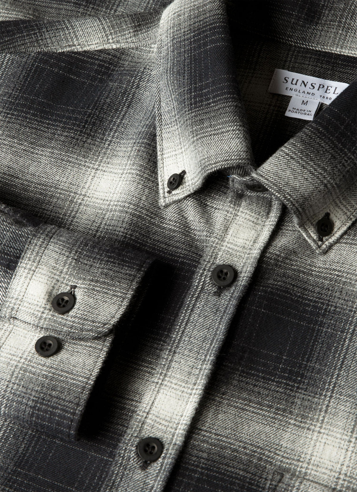 Button Down Flannel Shirt - Black Melton Check