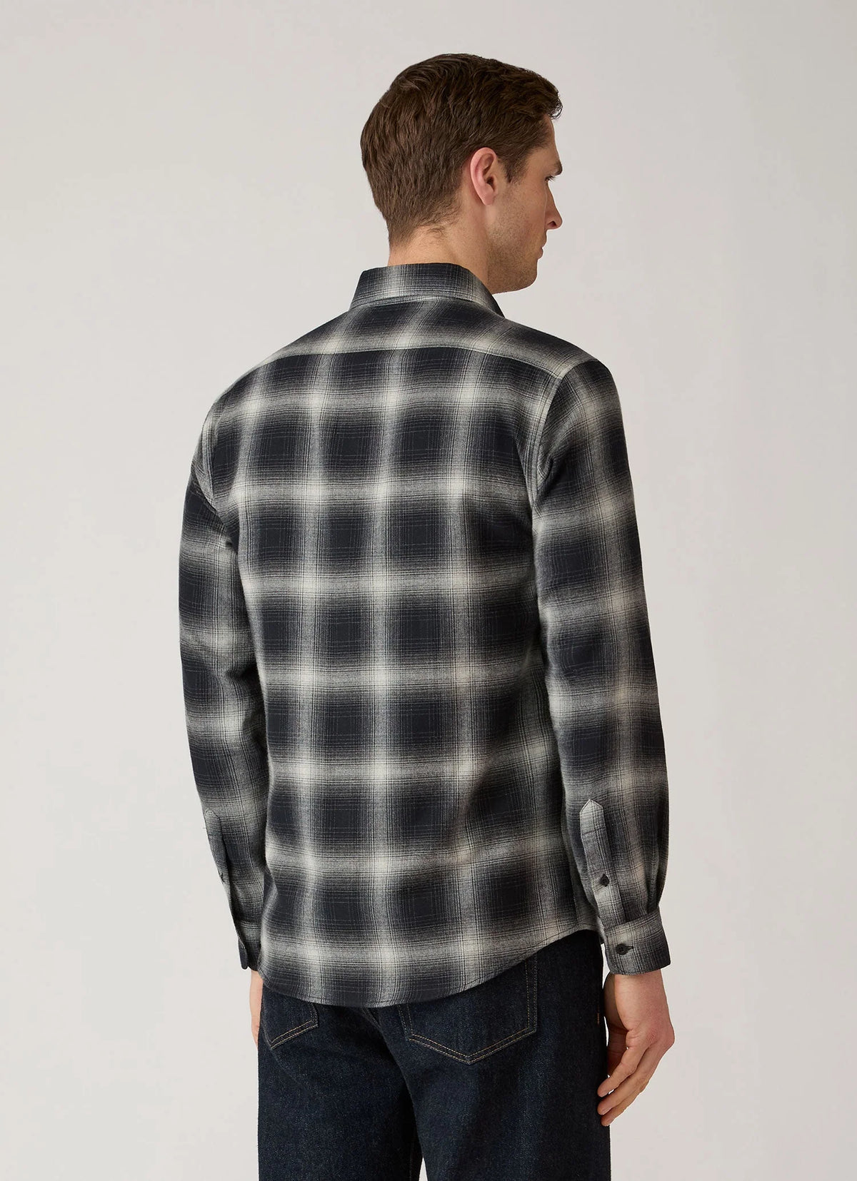 Button Down Flannel Shirt - Black Melton Check