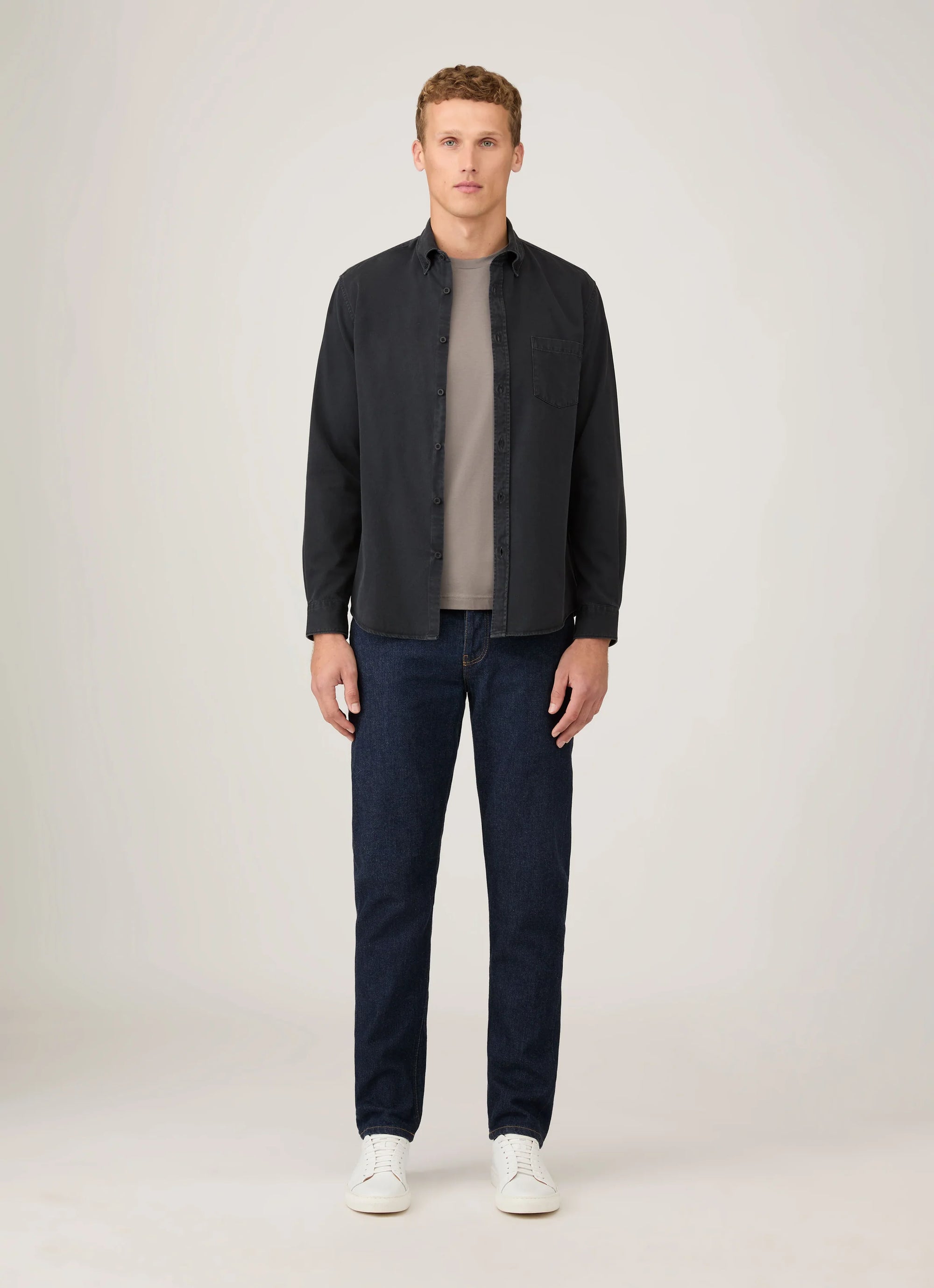 Button Down Twill Shirt - Black
