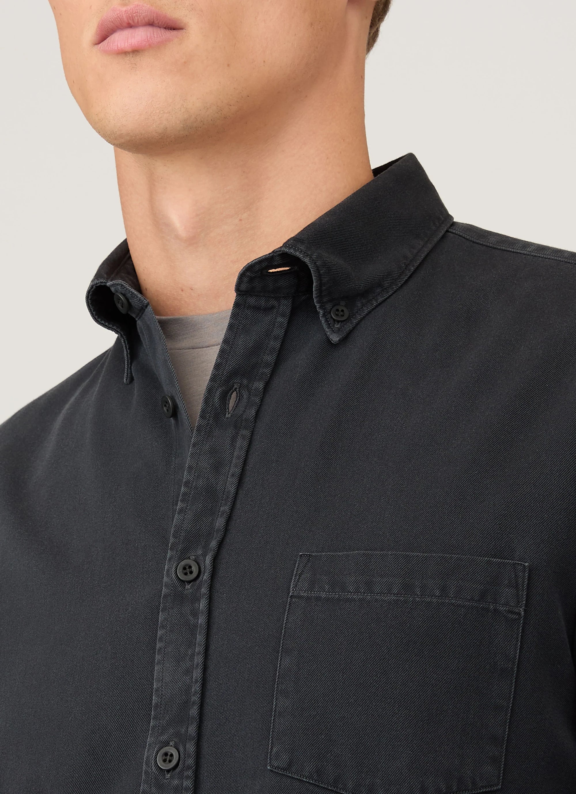 Button Down Twill Shirt - Black