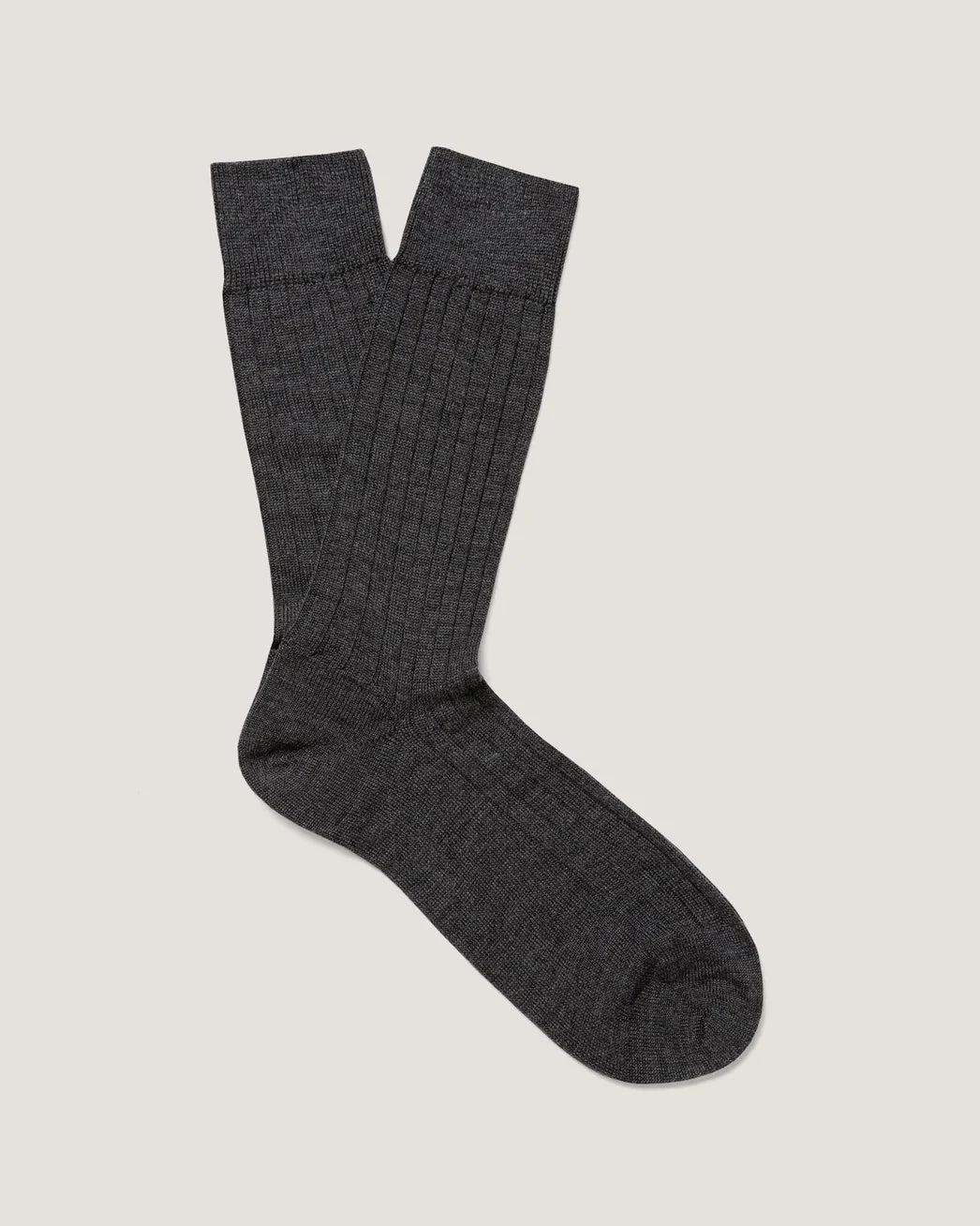 Merino Rib Sock - Charcoal Melange