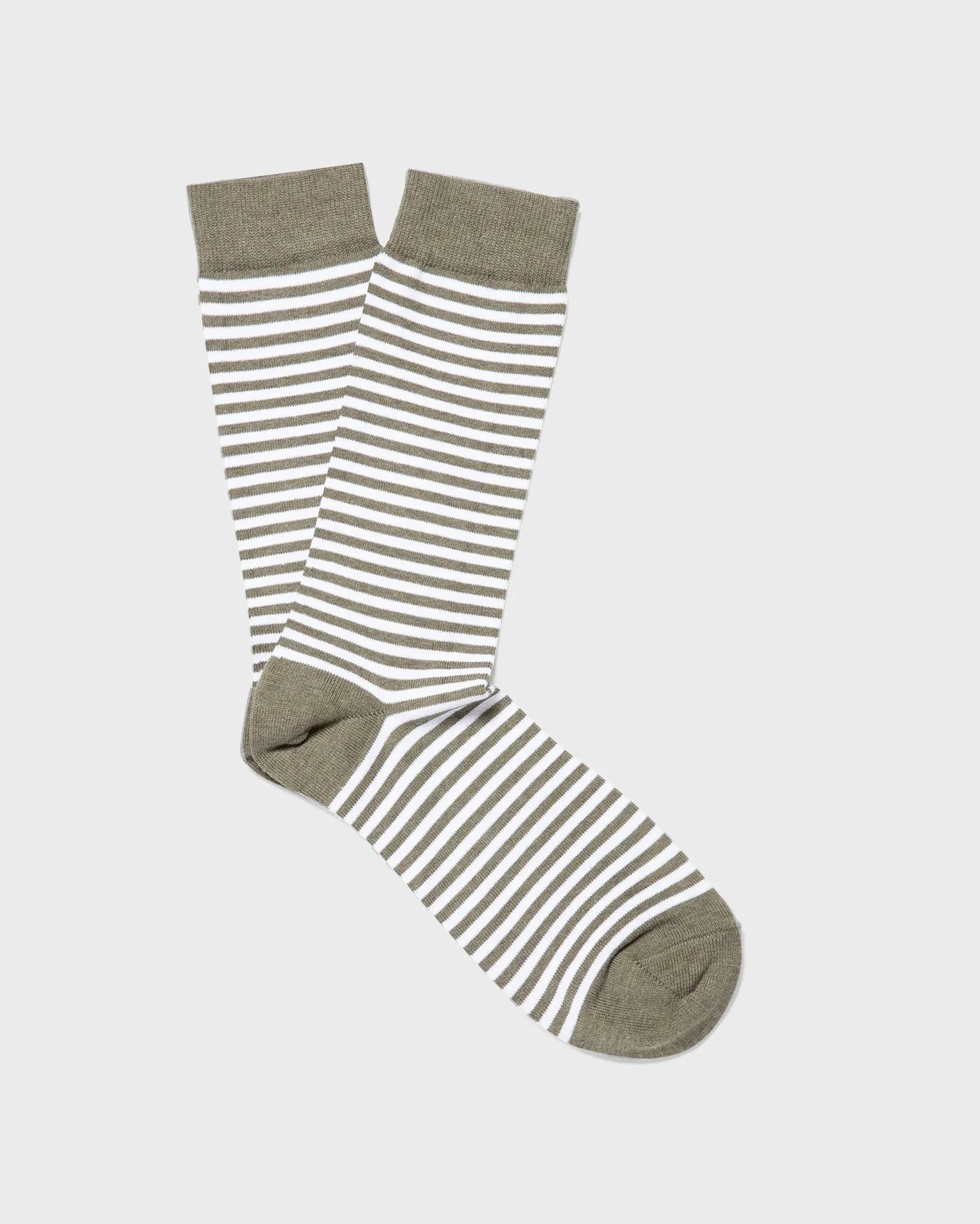 Stripe Cotton Socks - Hunter Green/White