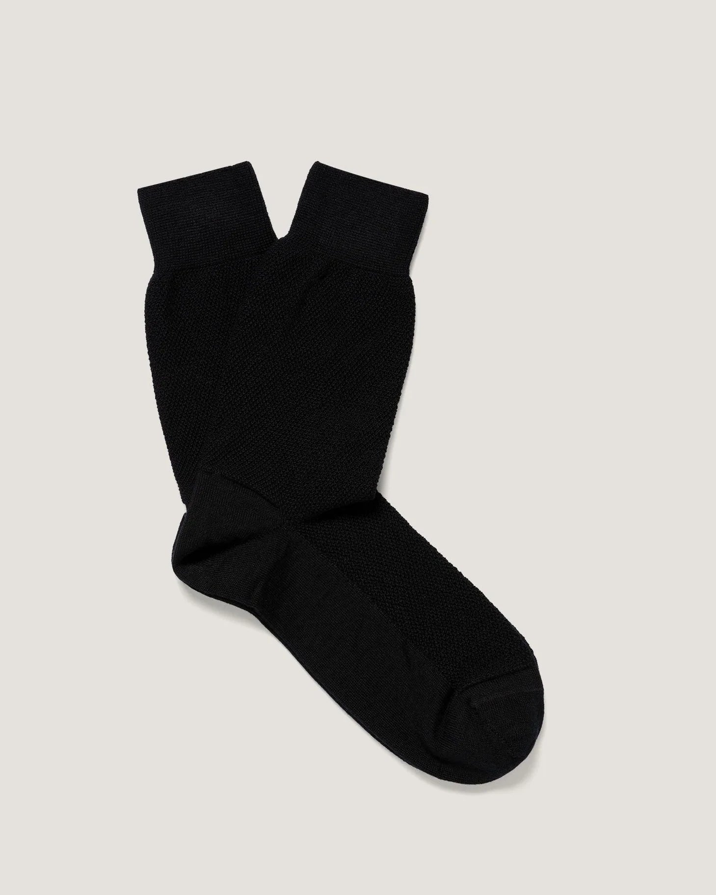 Textured Waffle Sock - Black