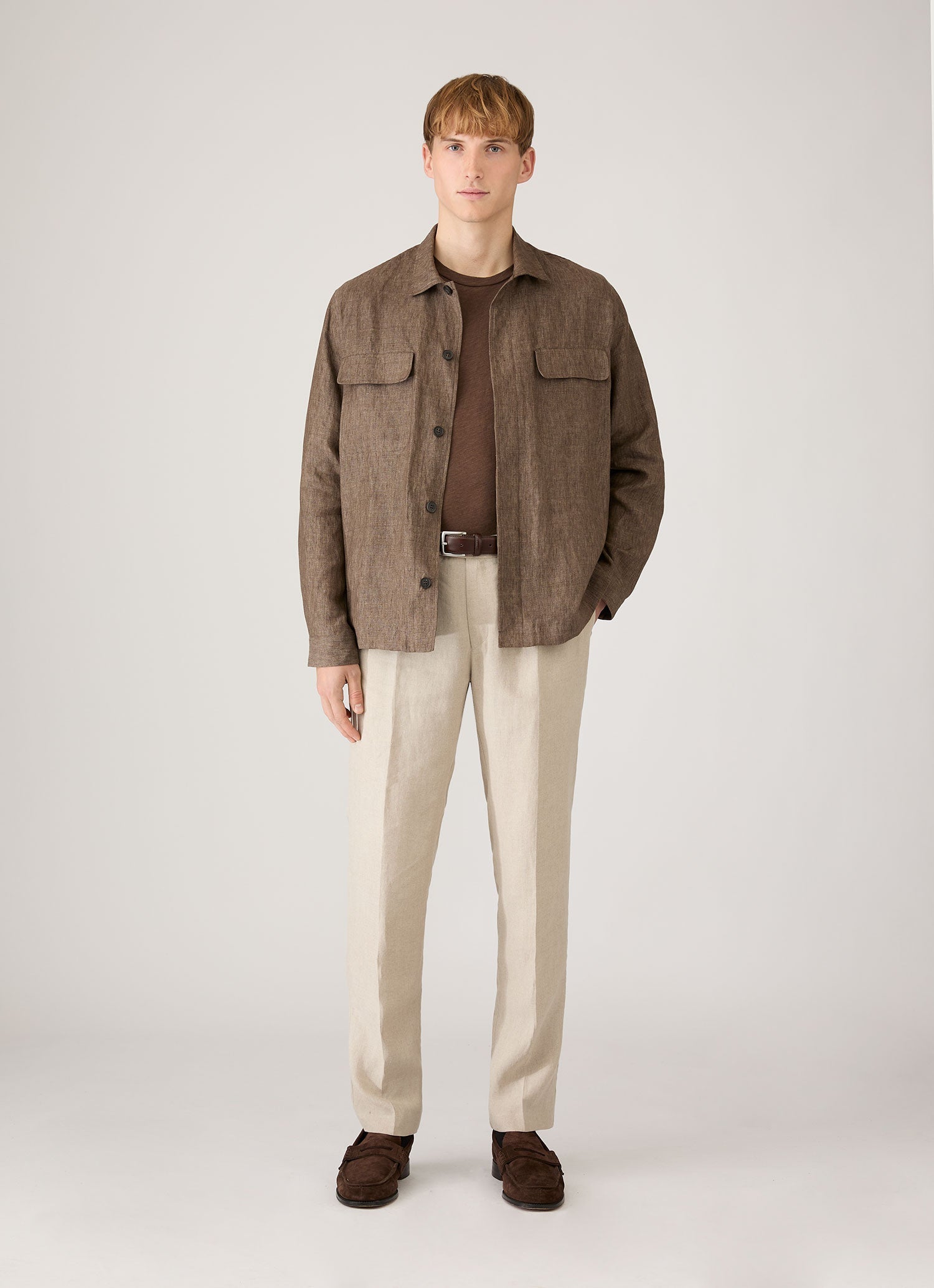 Cotton Linen T‑shirt - Dark Walnut