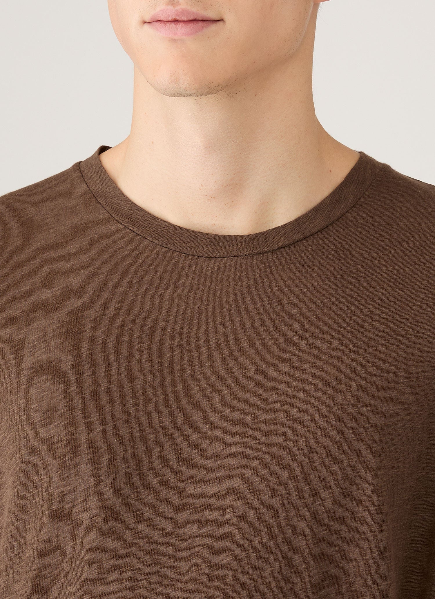 Cotton Linen T‑shirt - Dark Walnut