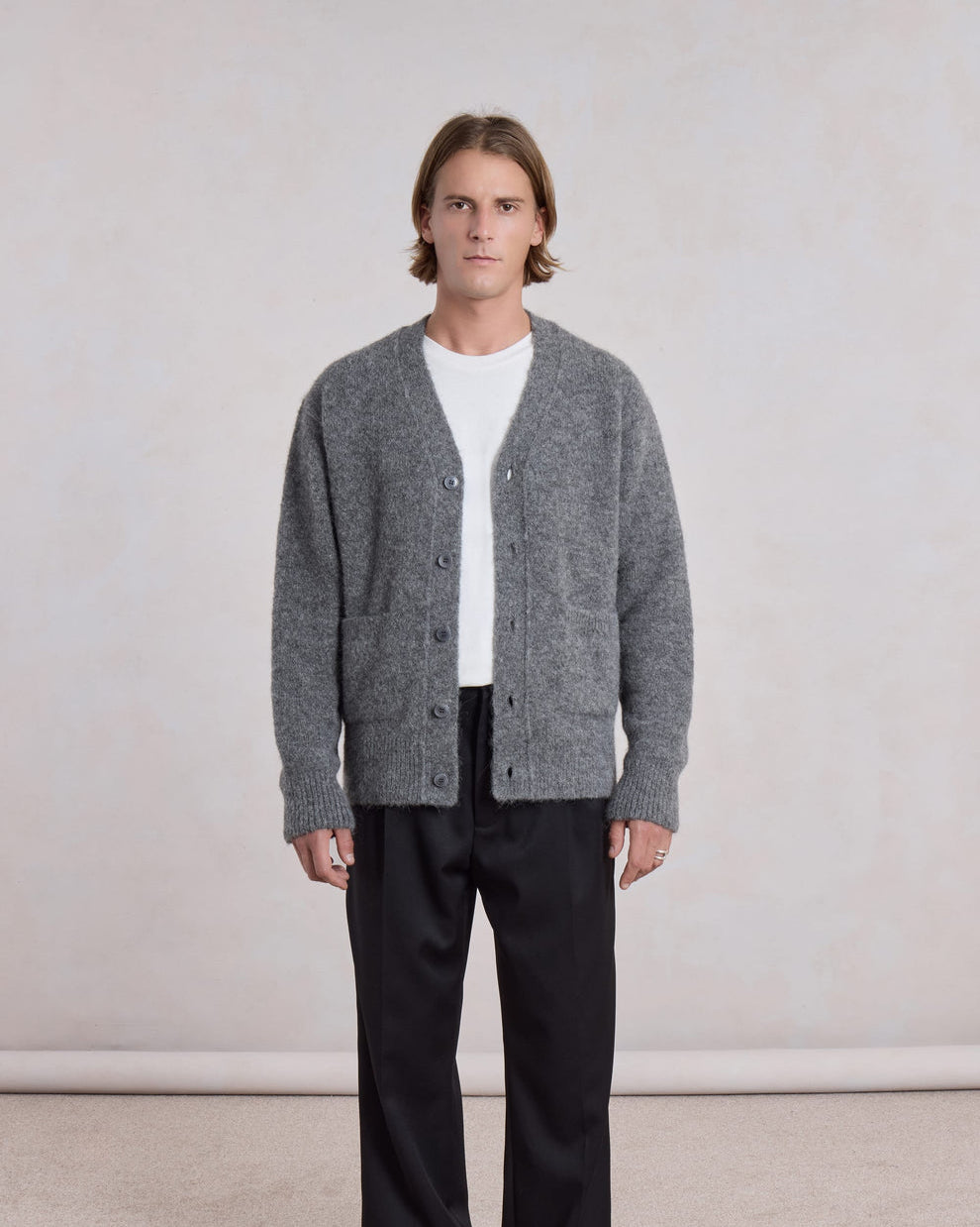 Alpaca Cardigan - Charcoal Gray