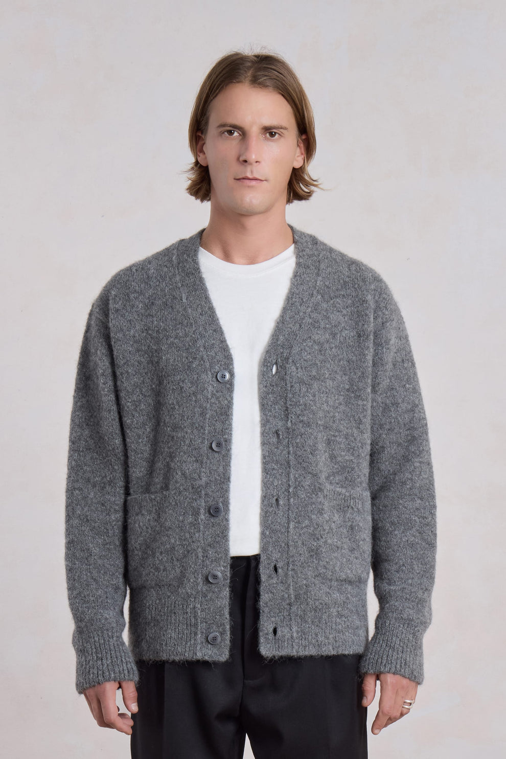 Alpaca Cardigan - Charcoal Gray
