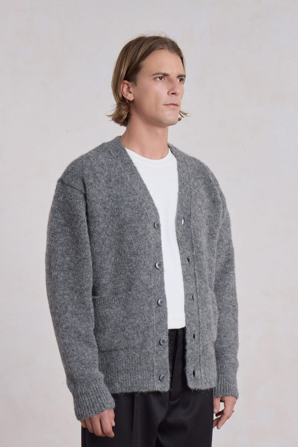 Alpaca Cardigan - Charcoal Gray