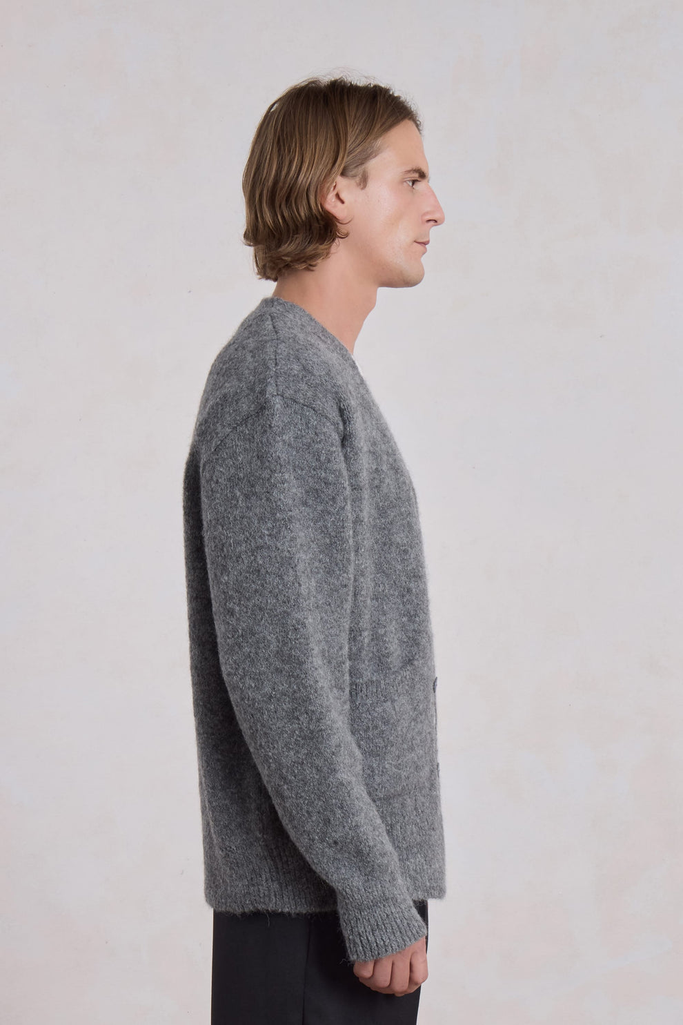 Alpaca Cardigan - Charcoal Gray