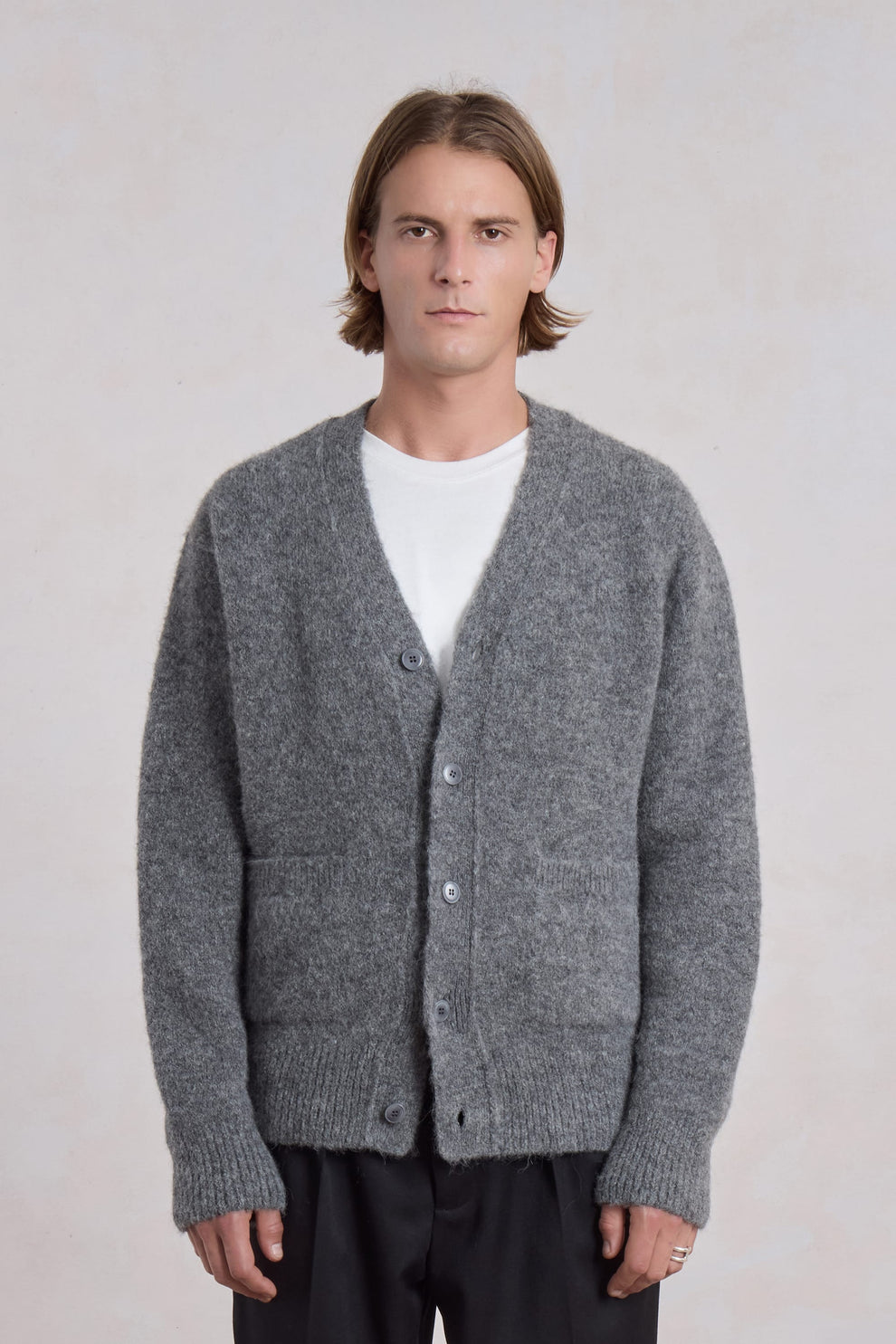Alpaca Cardigan - Charcoal Gray