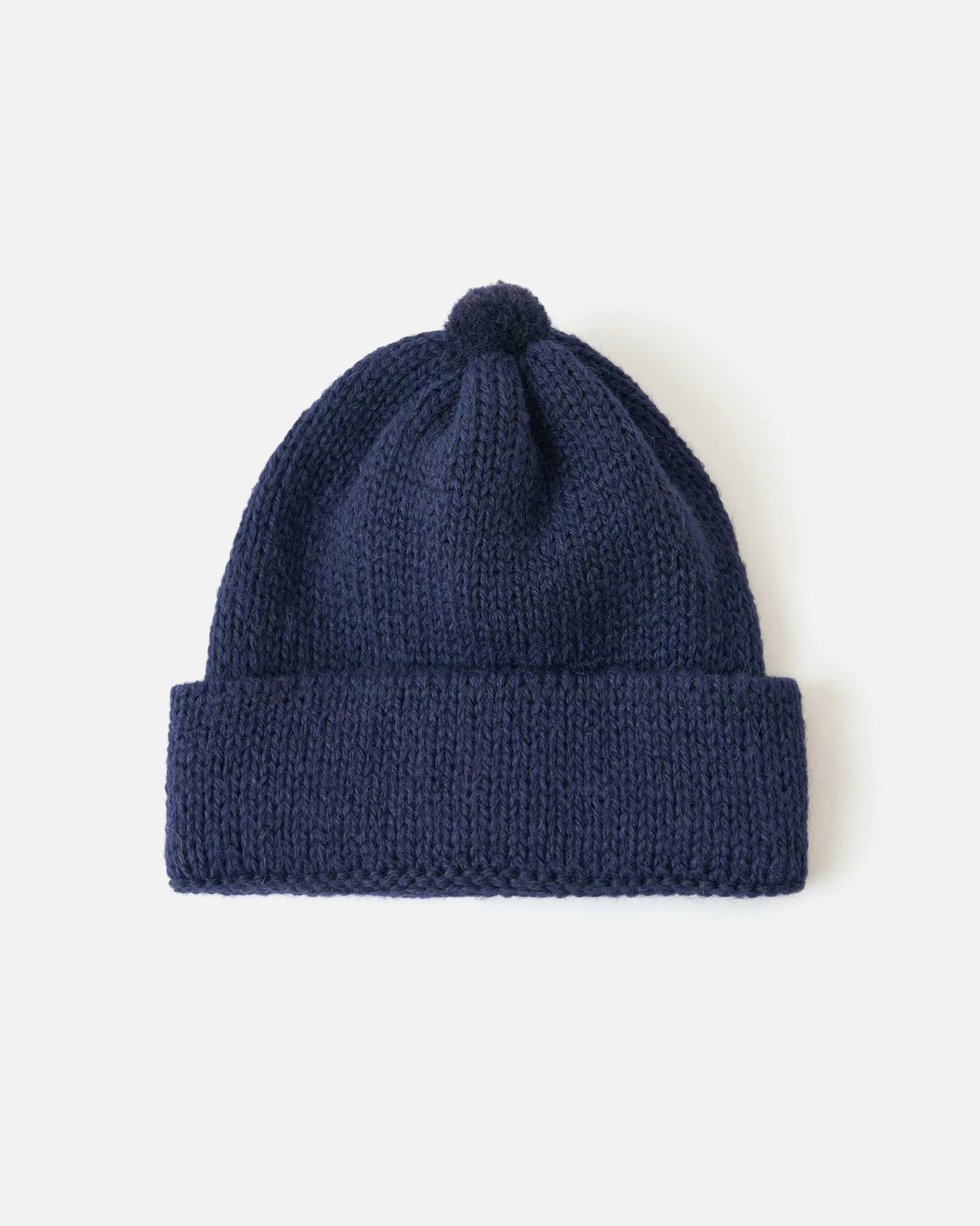 Alpaca/British Wool Bobble Hat - Navy