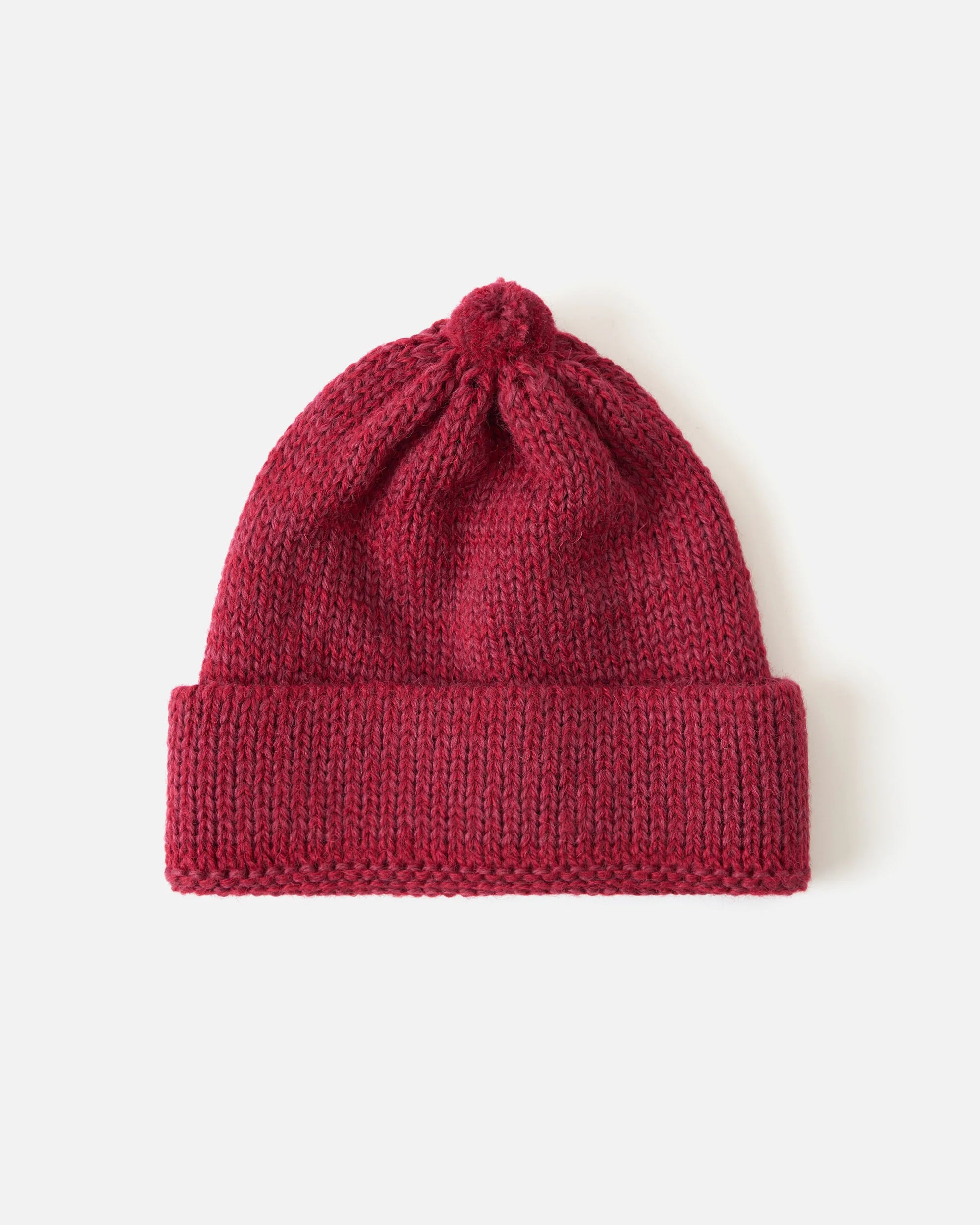 Alpaca/British Wool Bobble Hat - Red