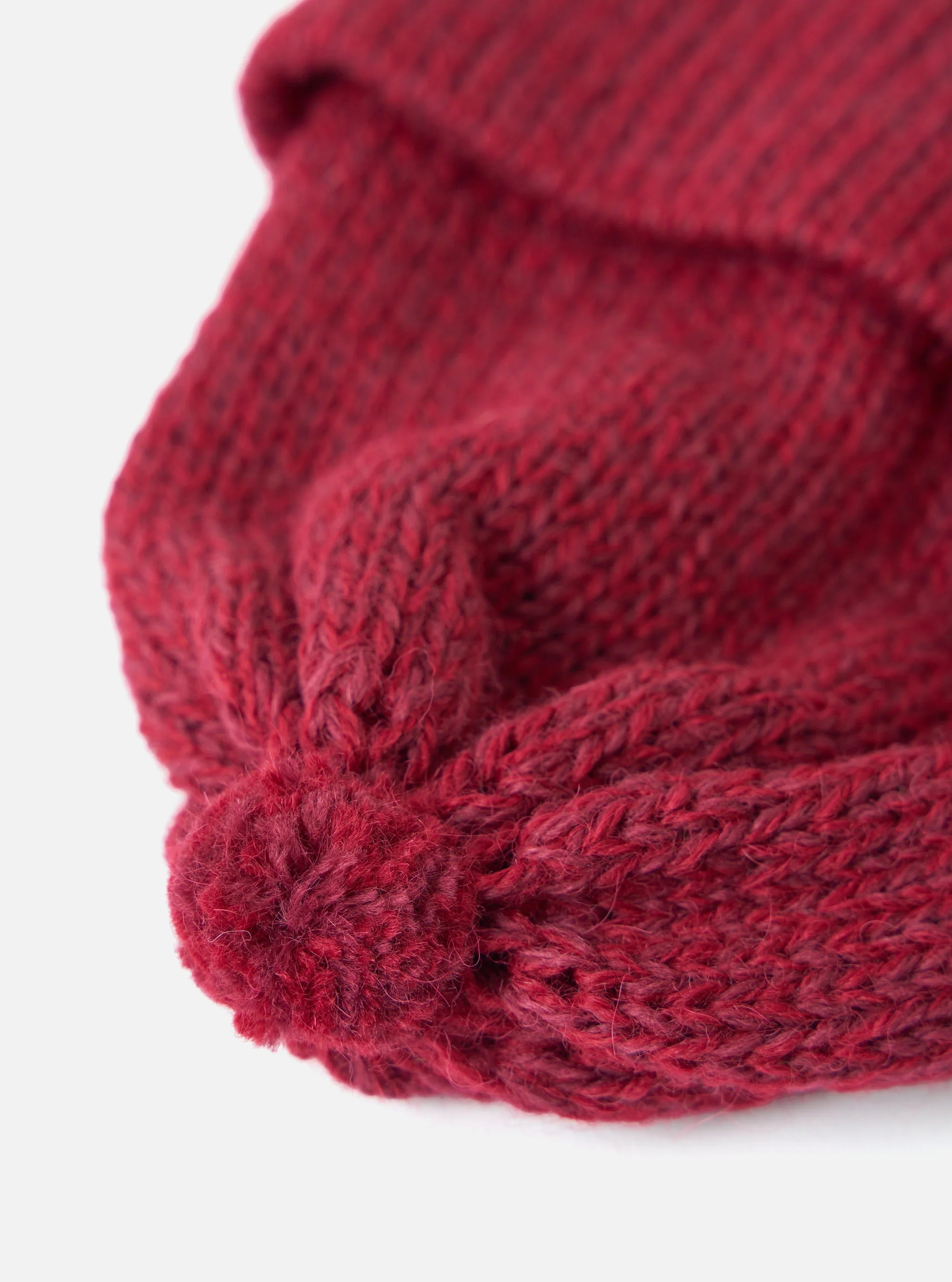 Alpaca/British Wool Bobble Hat - Red