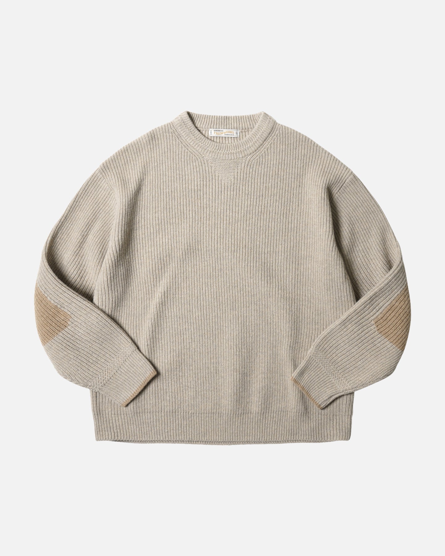 Patch Round Pullover Knit - Oatmeal