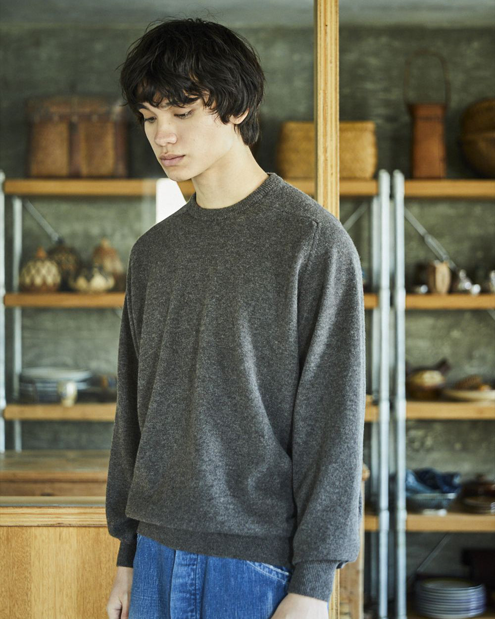 Simple Crew Neck Sweater Crafted In Japan - Brown