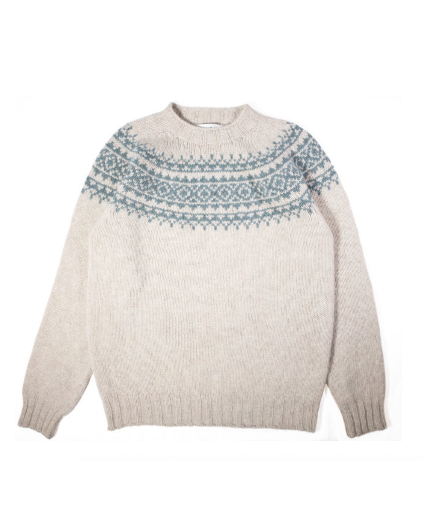 Chunky Yoke Crewneck Sweater - Vellum / Verdigris
