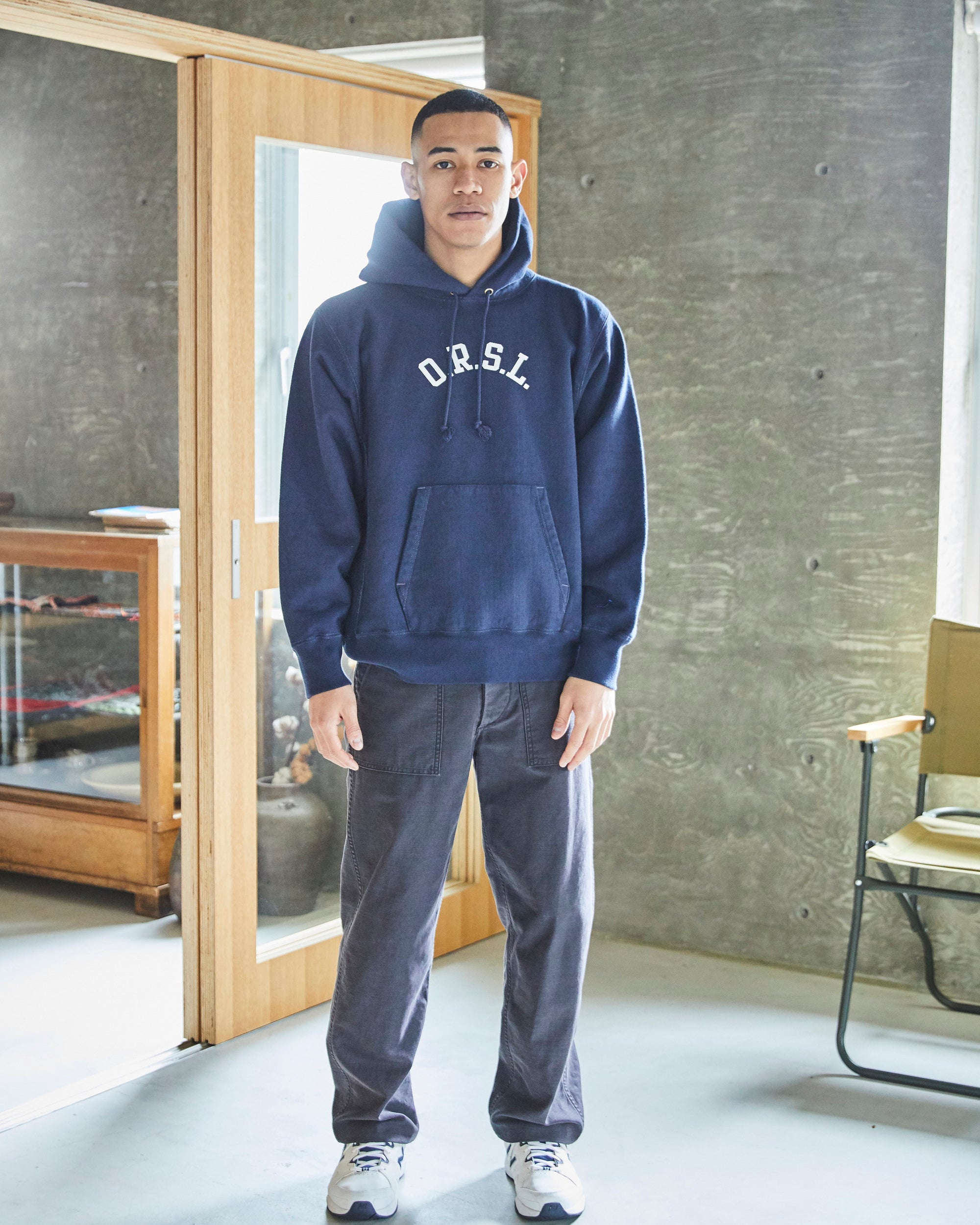 Printed Hoody - Navy
