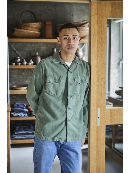 US Army Fatigue Shirt - Green Used Vintage Wash