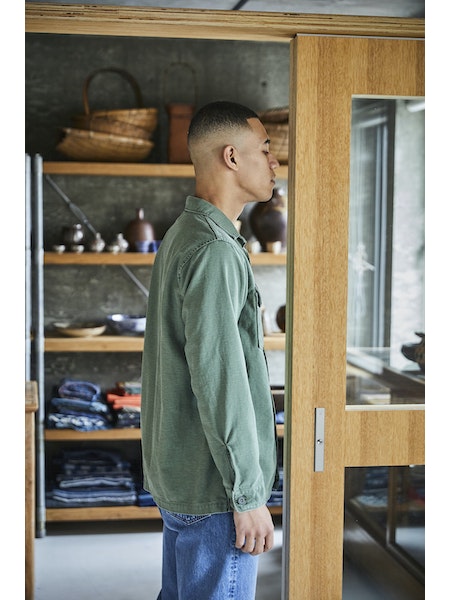 US Army Fatigue Shirt - Green Used Vintage Wash